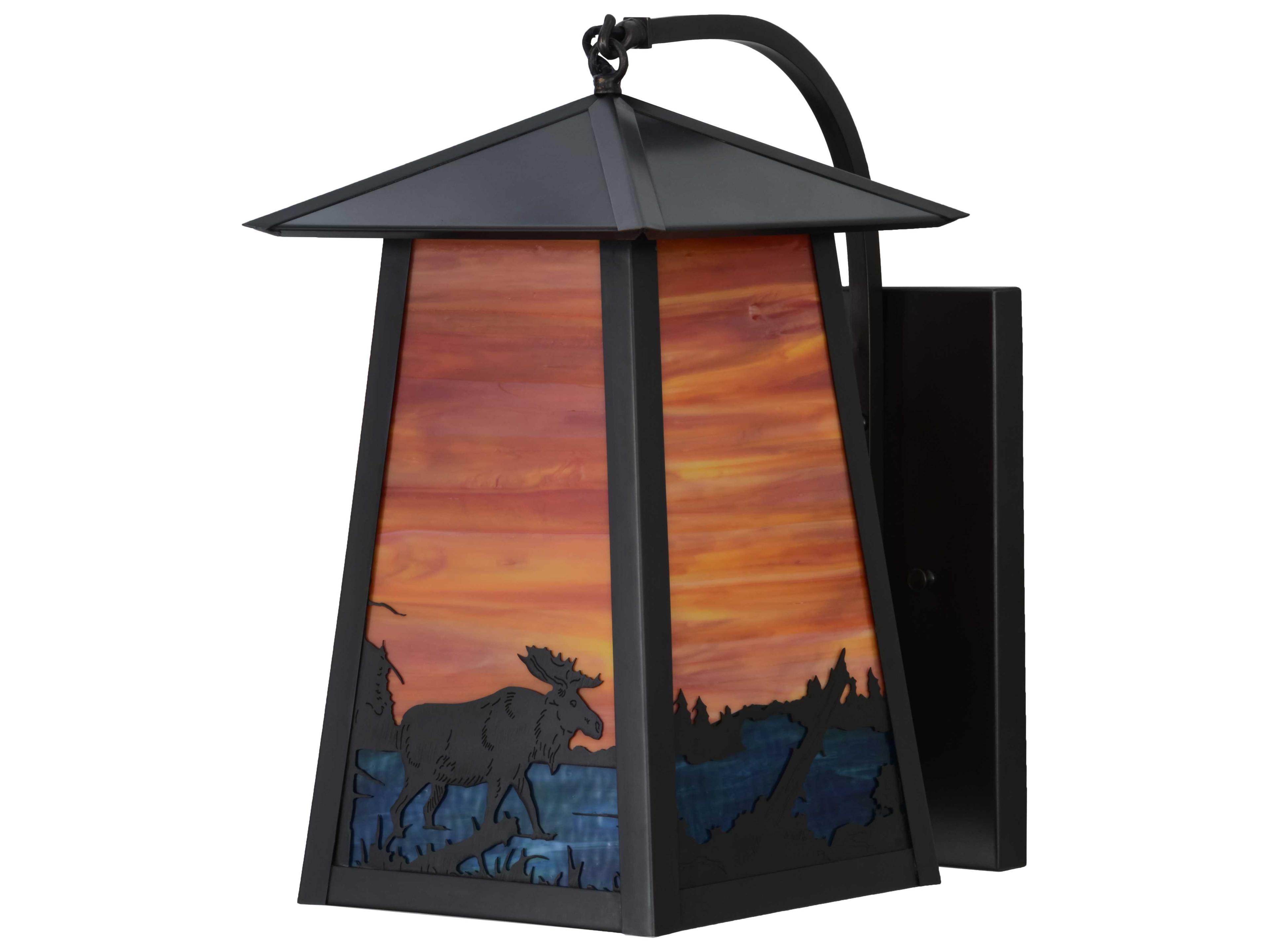 Meyda Stillwater Moose At Lake On Oa Craftsman Brown Wall Sconce