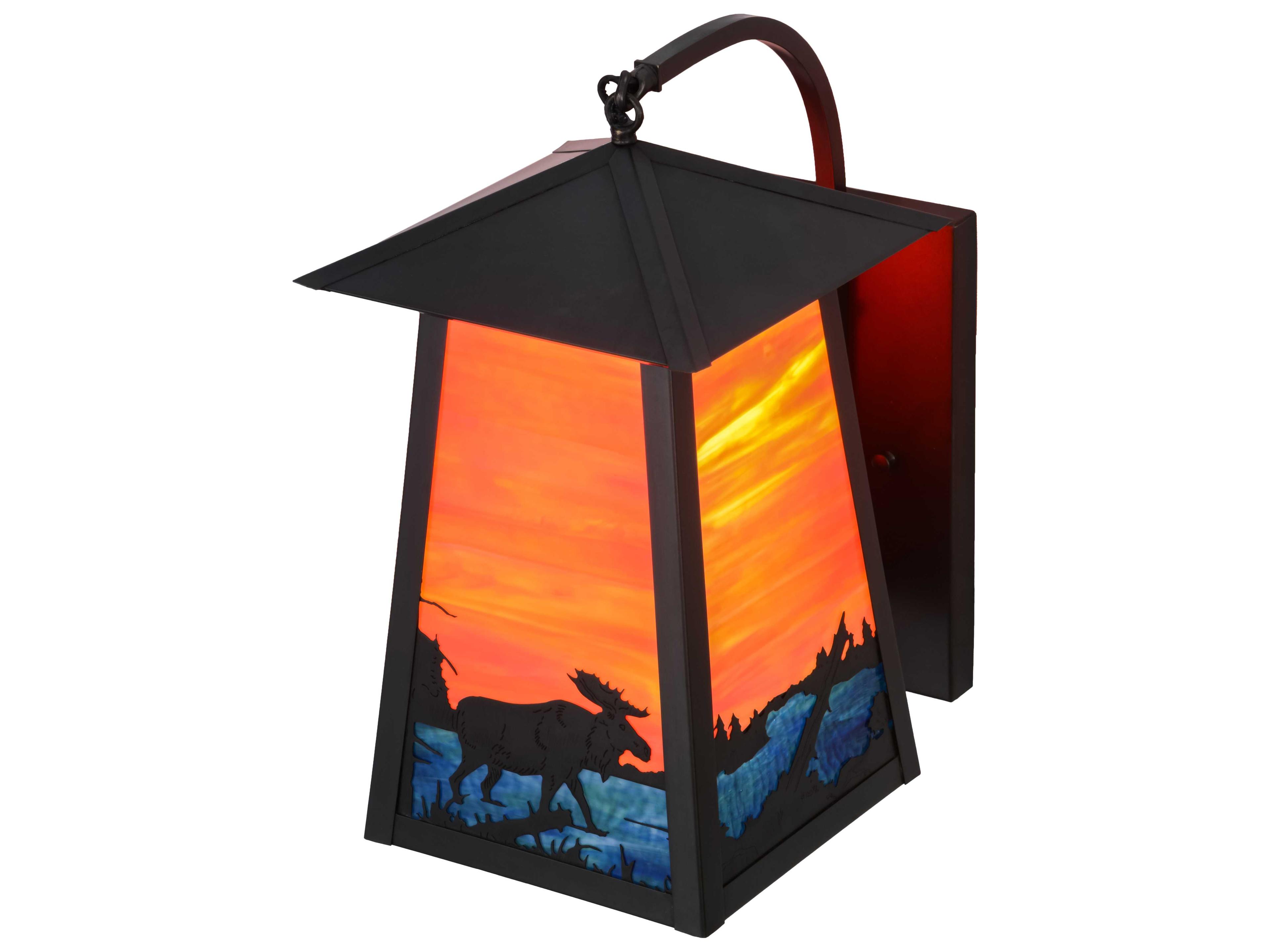 Meyda Stillwater Moose At Lake On Oa Craftsman Brown Wall Sconce