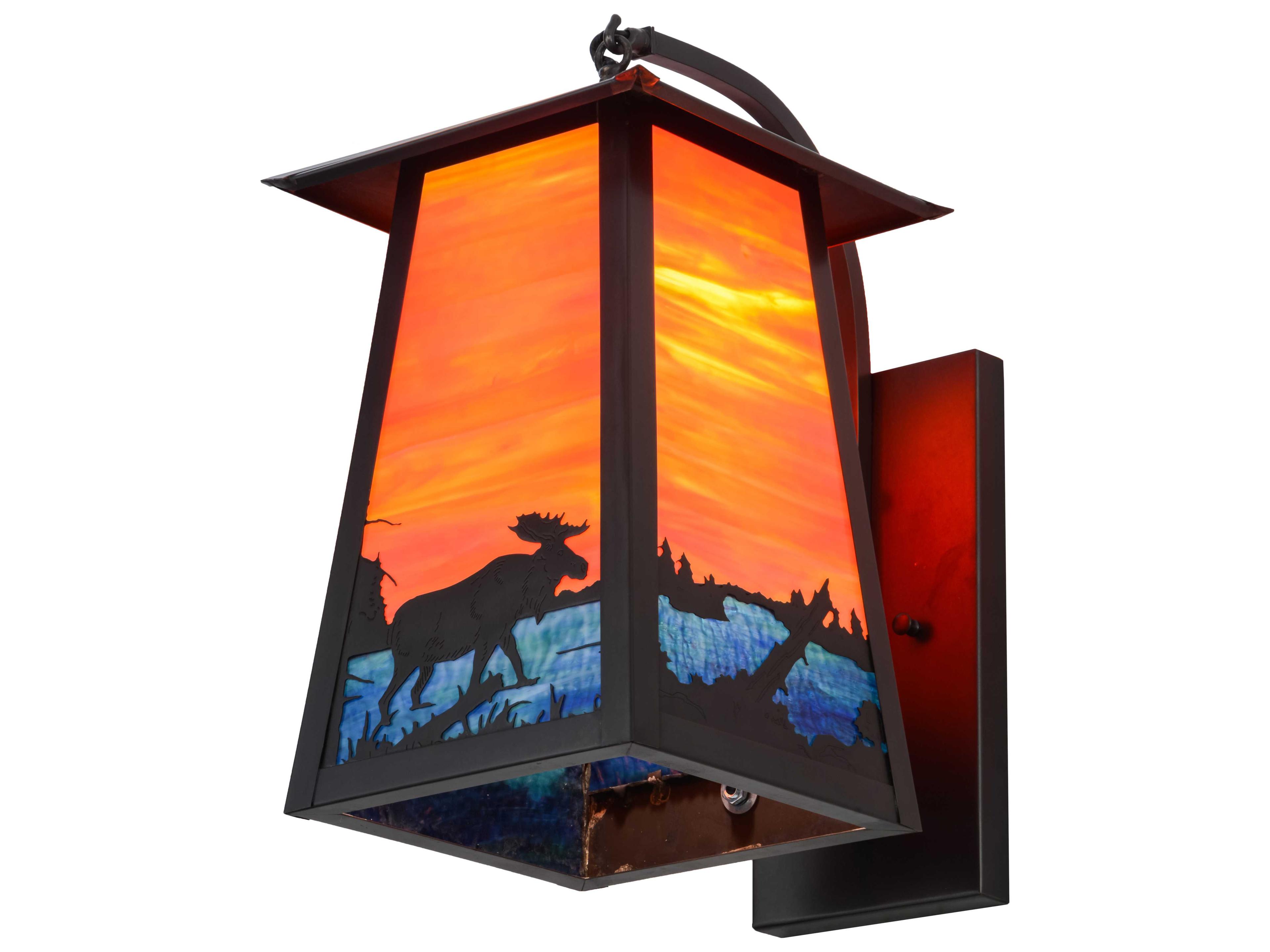 Meyda Stillwater Moose At Lake On Oa Craftsman Brown Wall Sconce