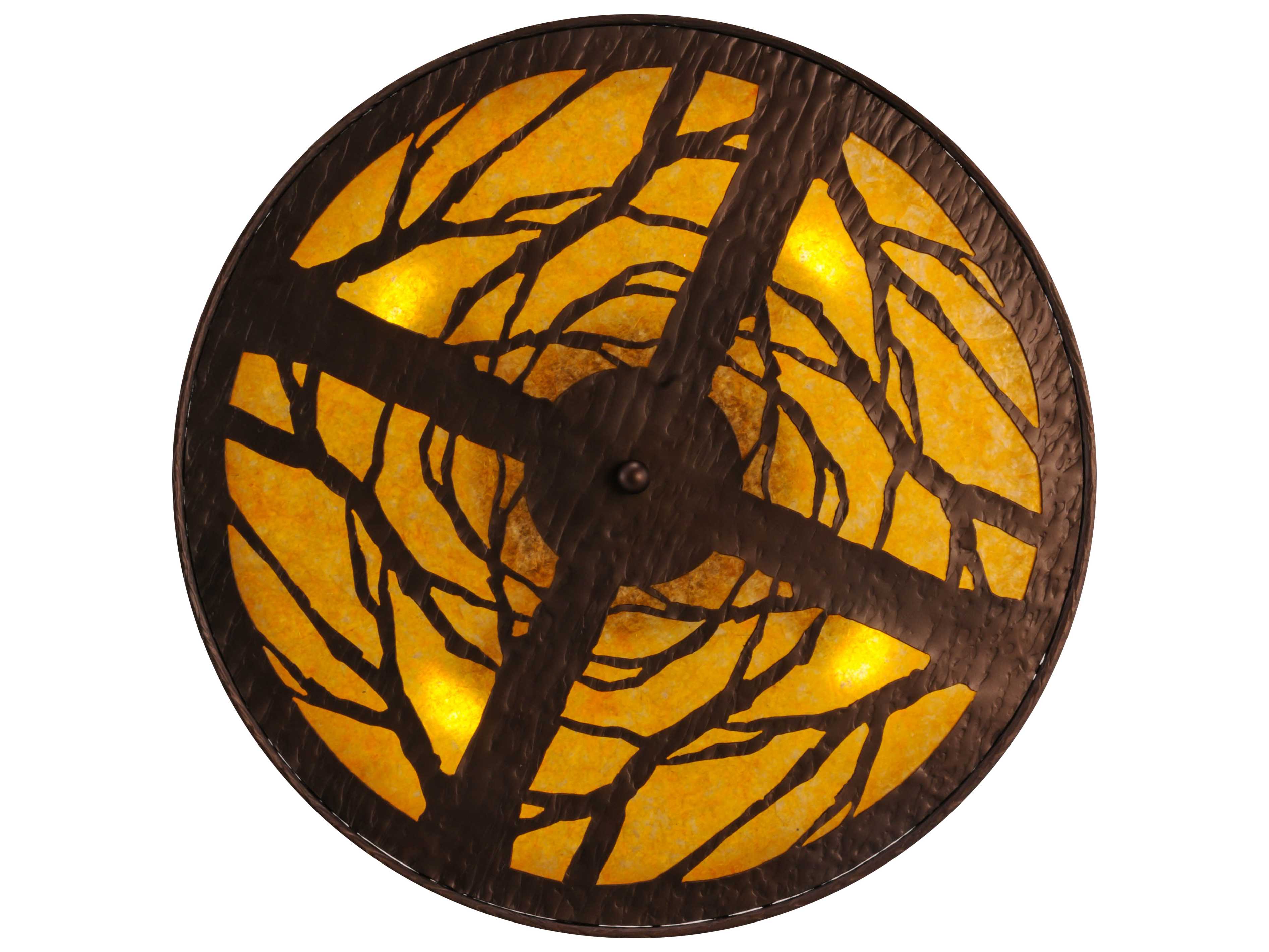 Meyda Canoe At Lake 4-Light Mahogany Bronze amber Drum Flush Mount