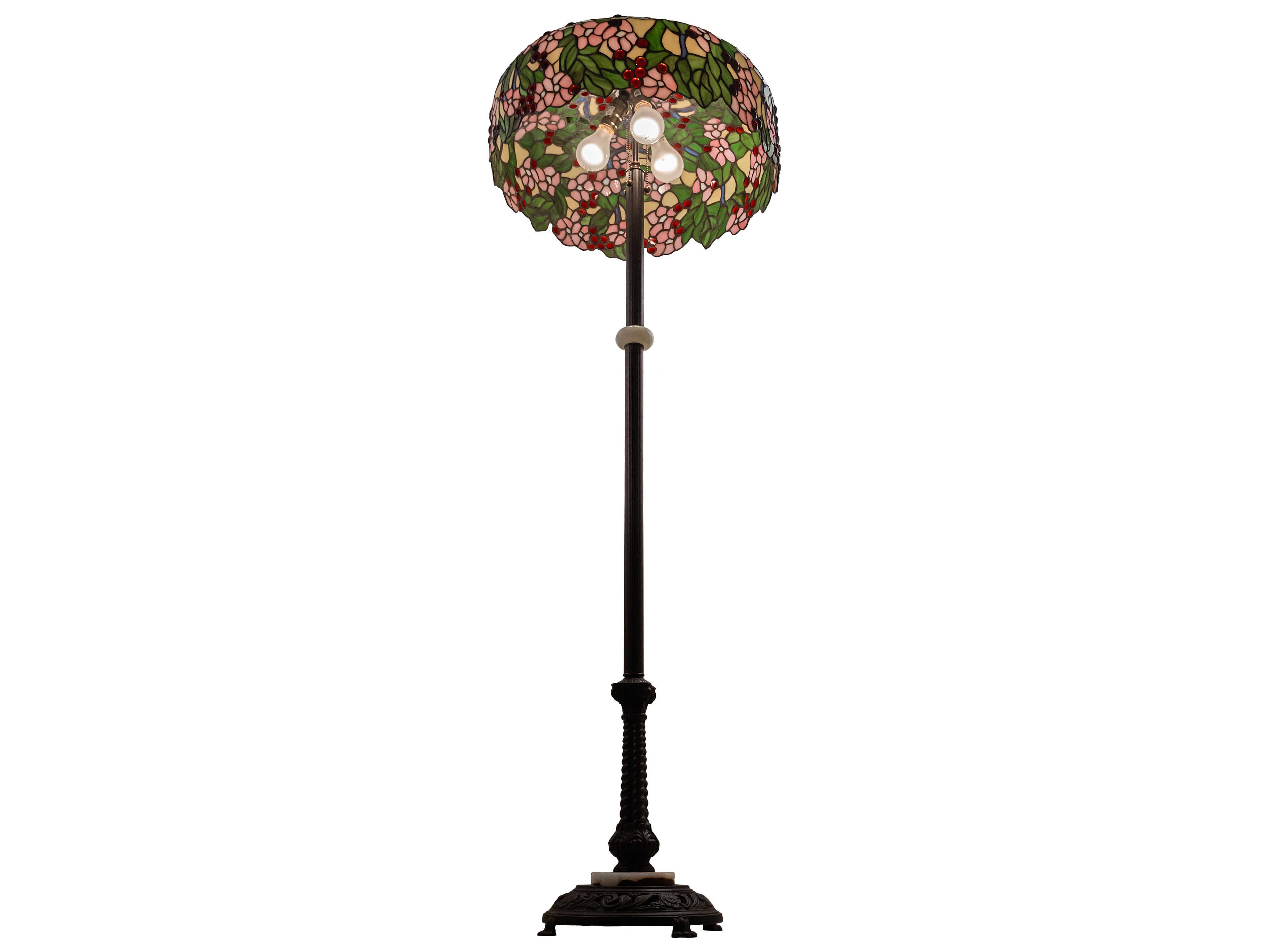 Meyda Tiffany Cherry Blossom Glass Mahogany Bronze Floor Lamp