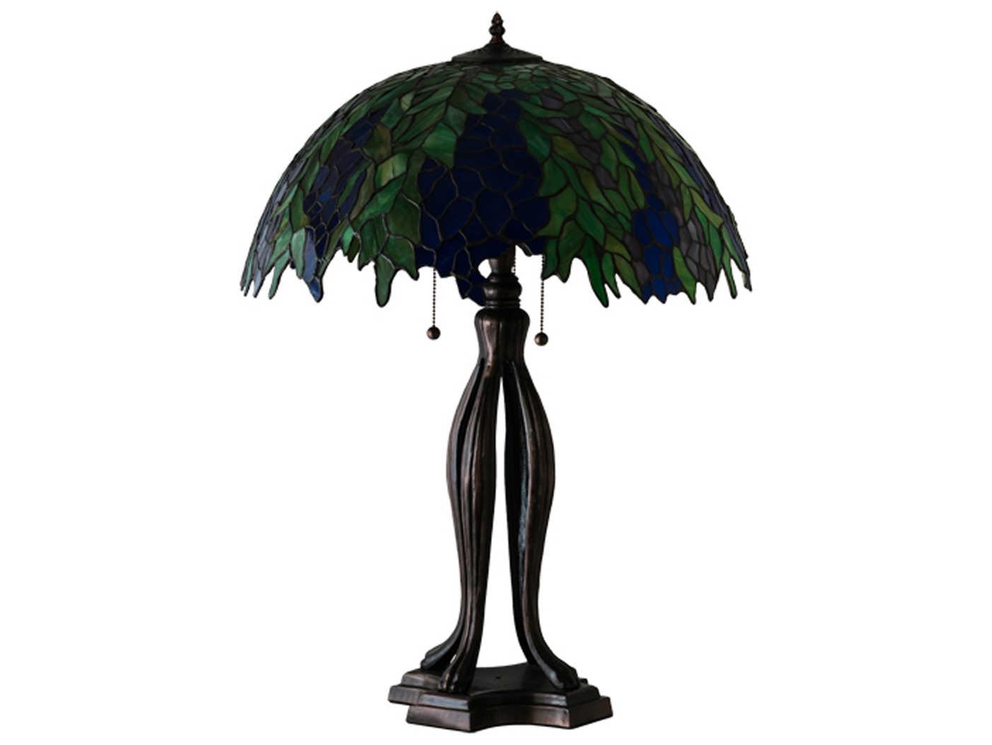 Meyda Honey Locust Glass Tiffany Mahogany Bronze Buffet Lamp