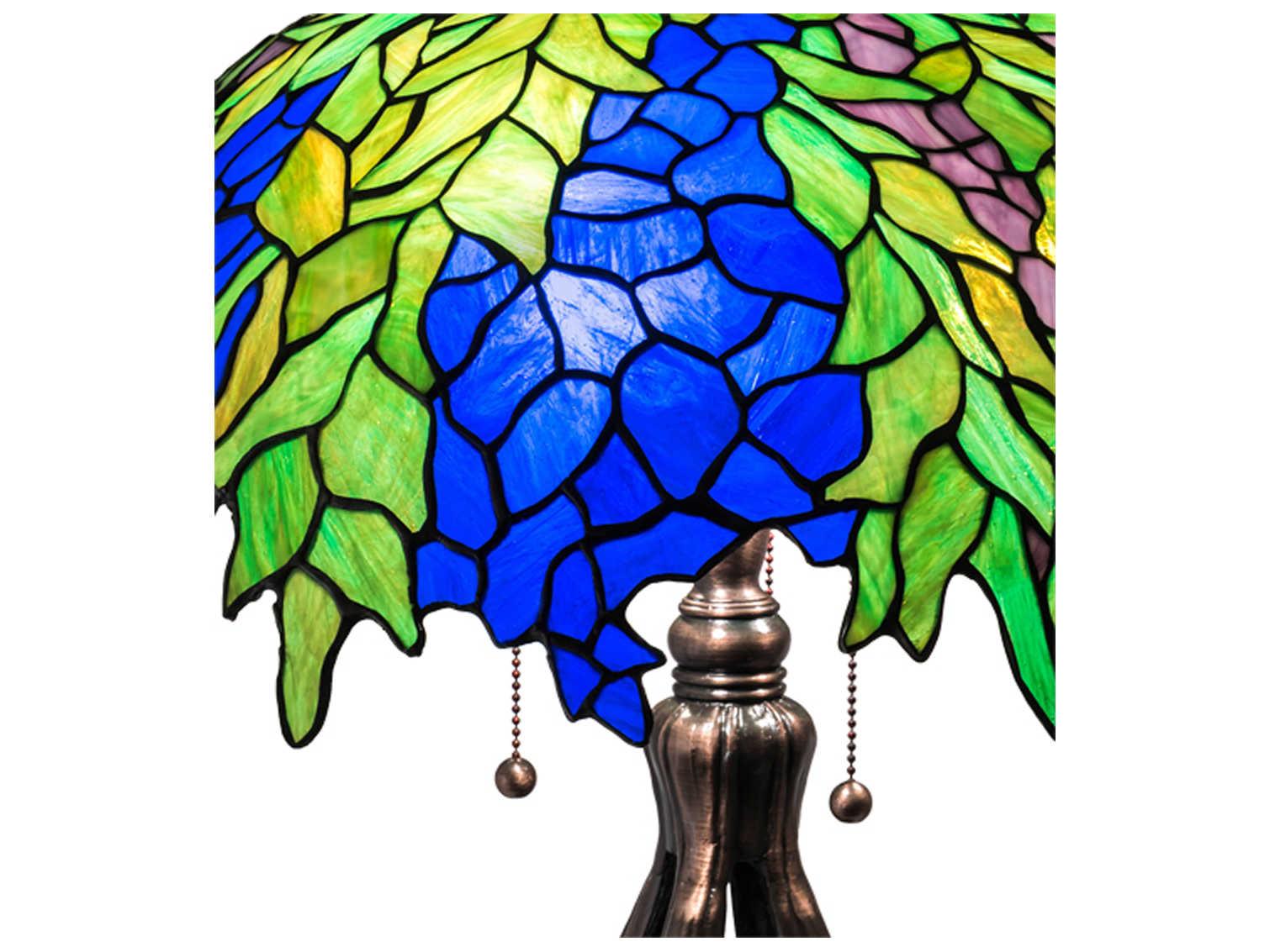 Meyda Honey Locust Glass Tiffany Mahogany Bronze Buffet Lamp