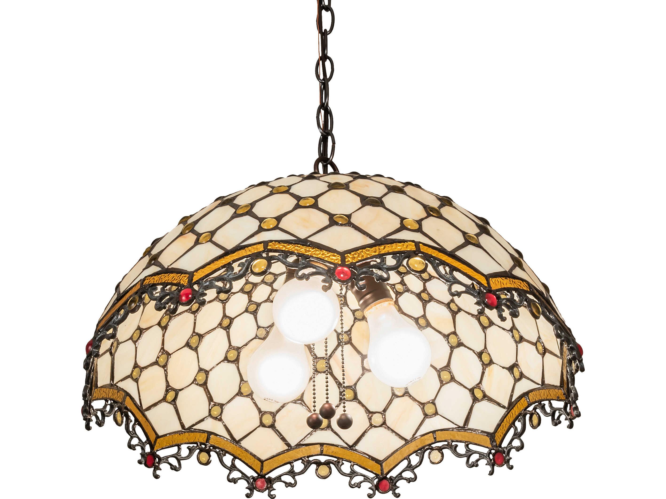 Meyda Diamond And Jewel & 3-Light Bronze Traditional Pendant