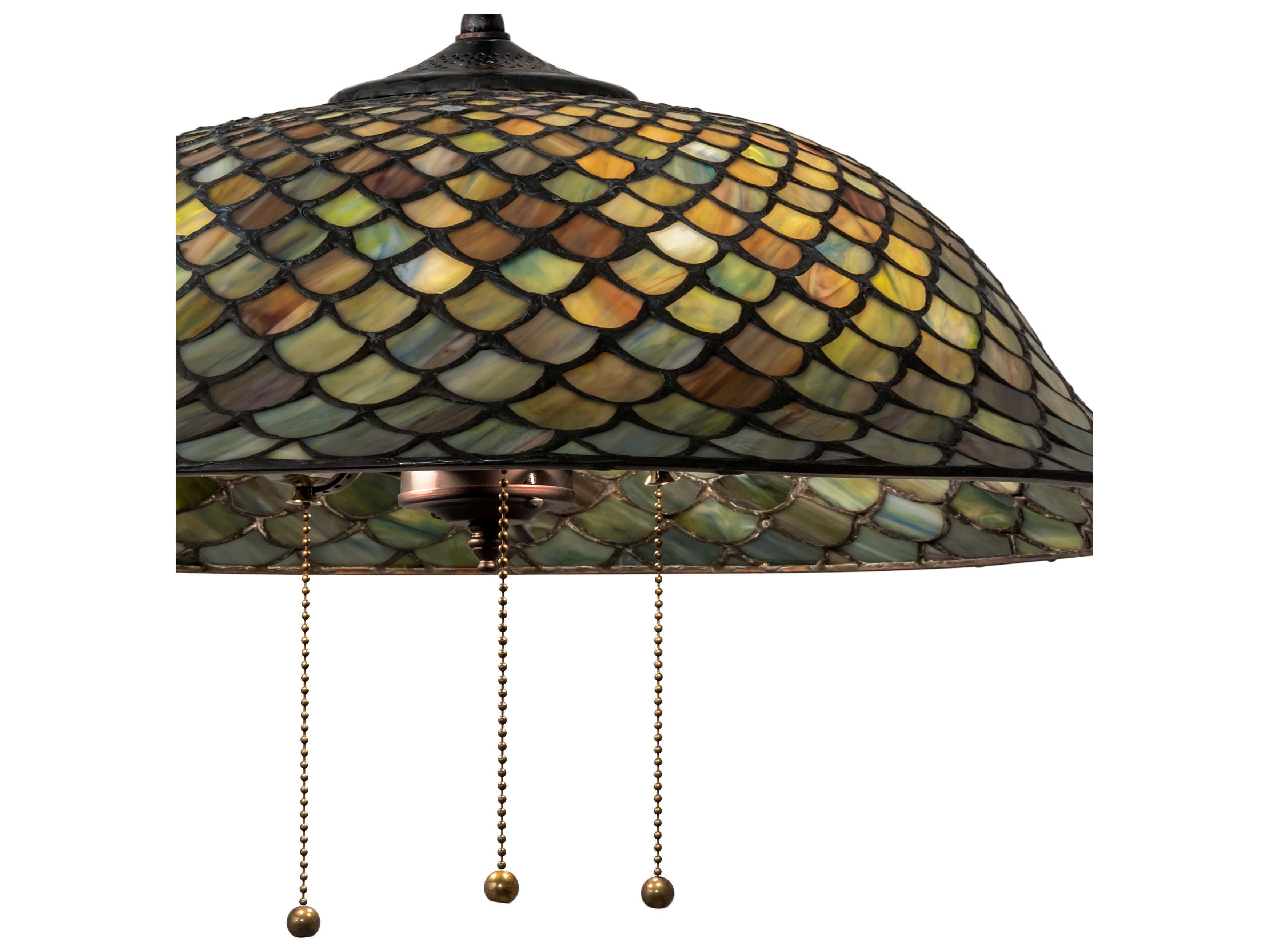 Meyda Tiffany Fishscale 3-Light Mahogany Bronze Glass Bowl Pendant