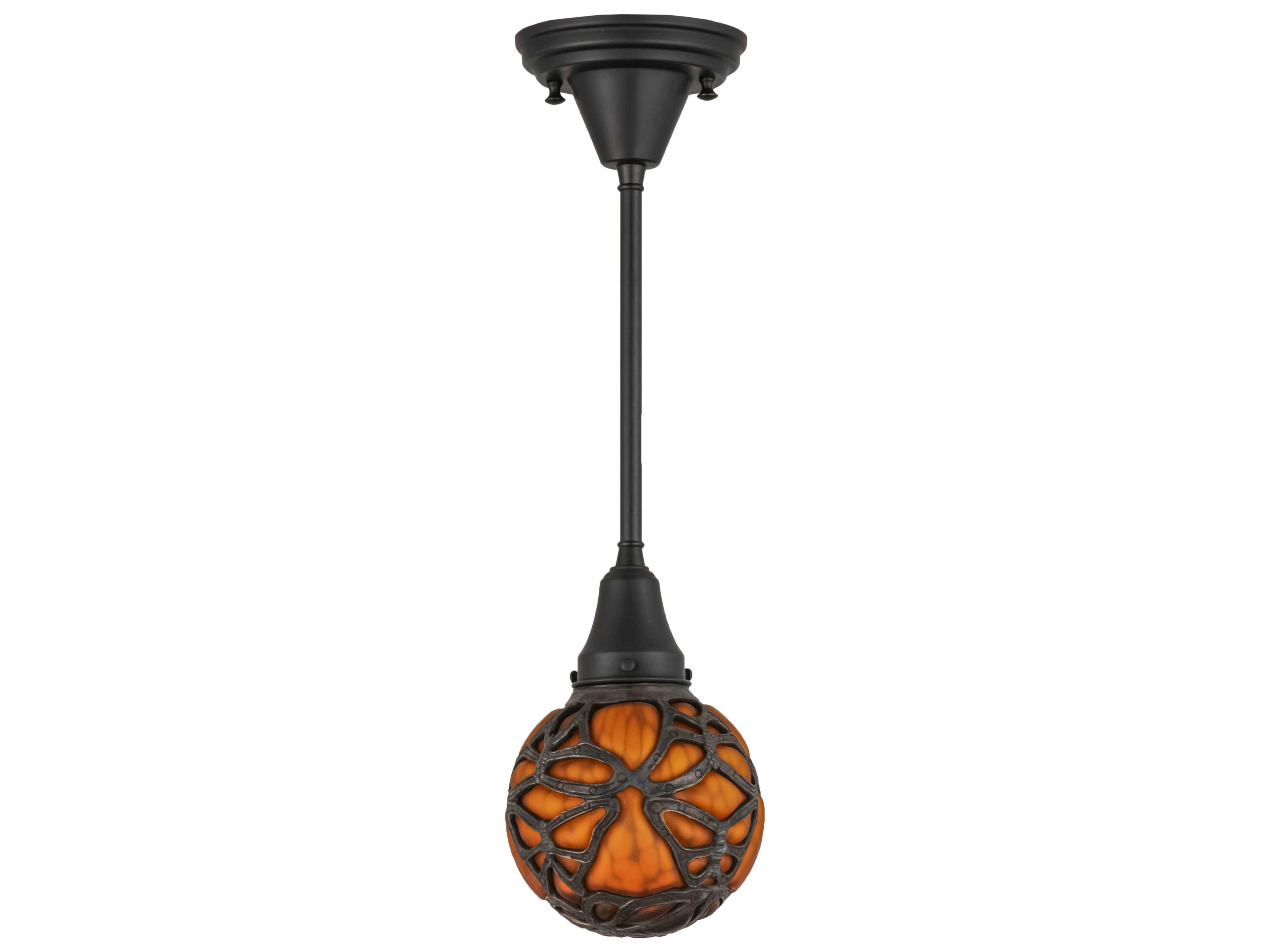 Meyda Castle Amber Brown Globe Mini Pendant