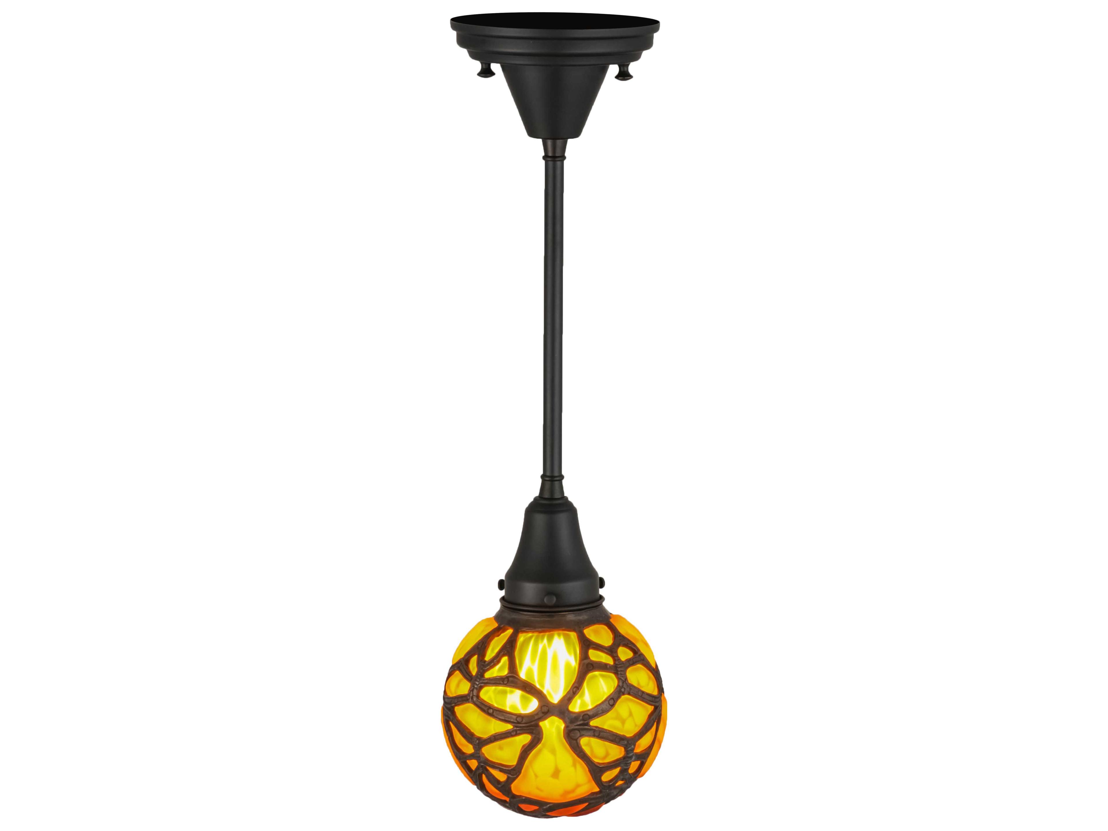 Meyda Castle Amber Brown Globe Mini Pendant