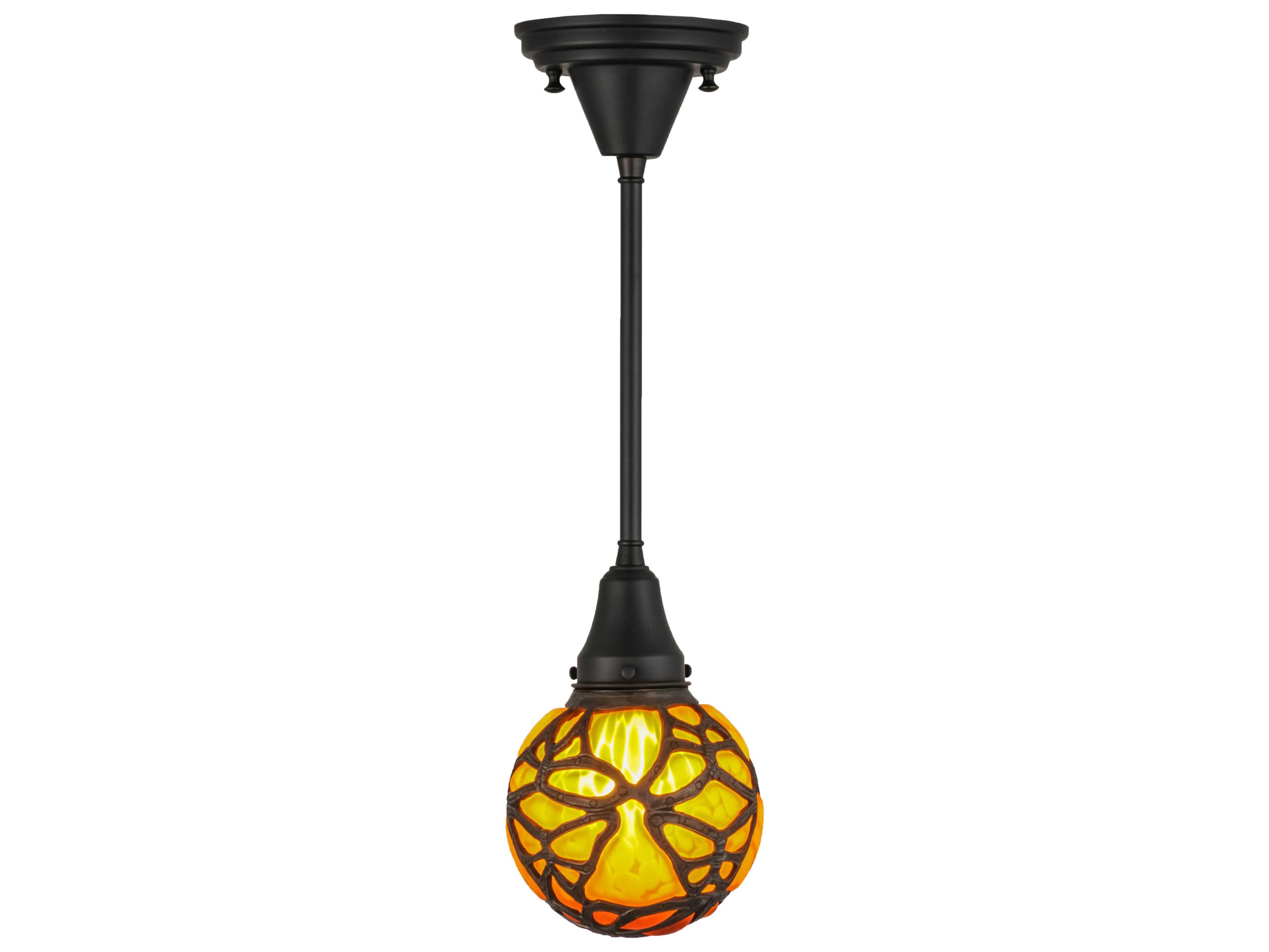 Meyda Castle Amber Brown Globe Mini Pendant