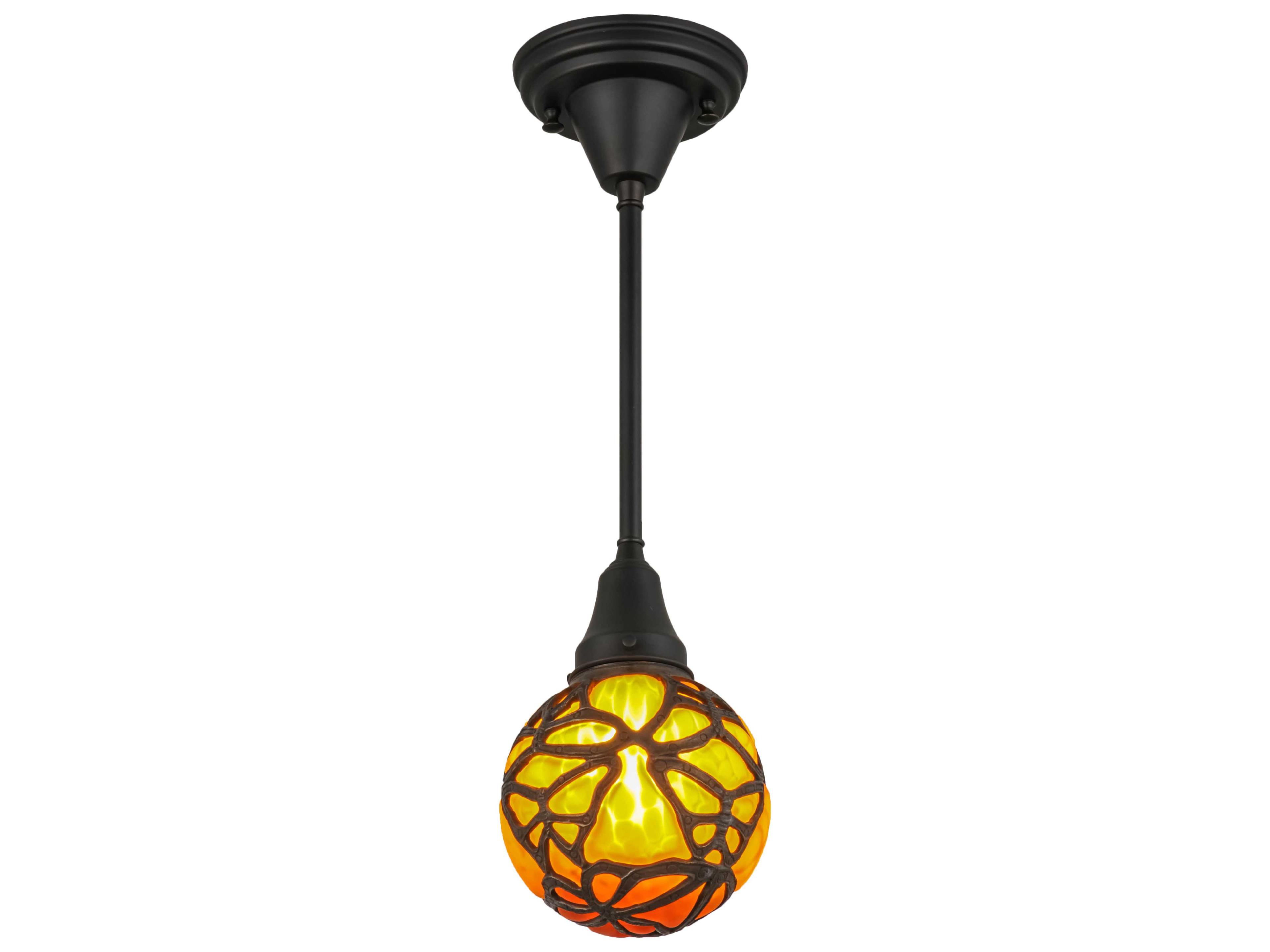 Meyda Castle Amber Brown Globe Mini Pendant
