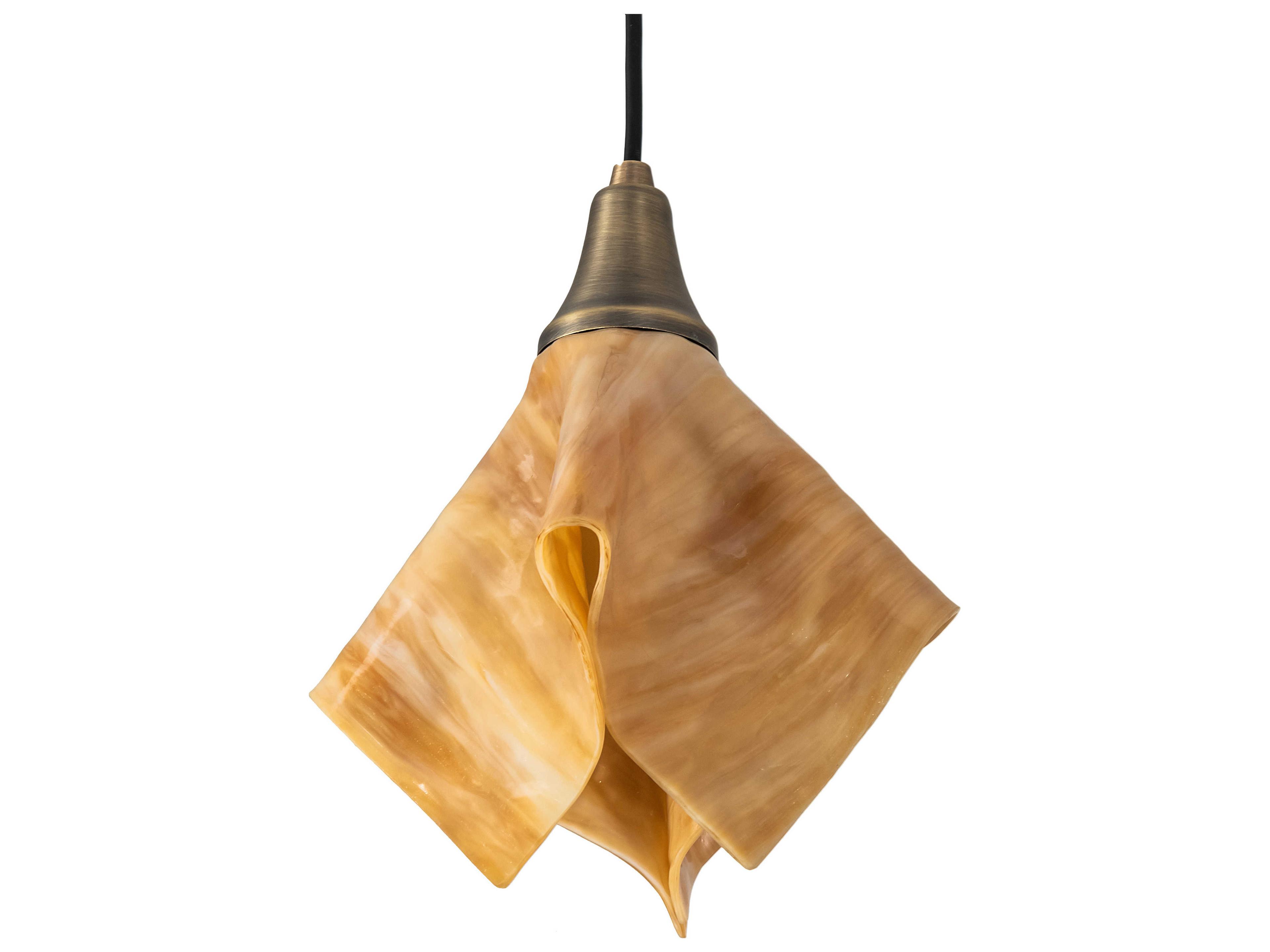 Meyda Handkerchief 1-Light Antique Brass Glass Mini Pendant