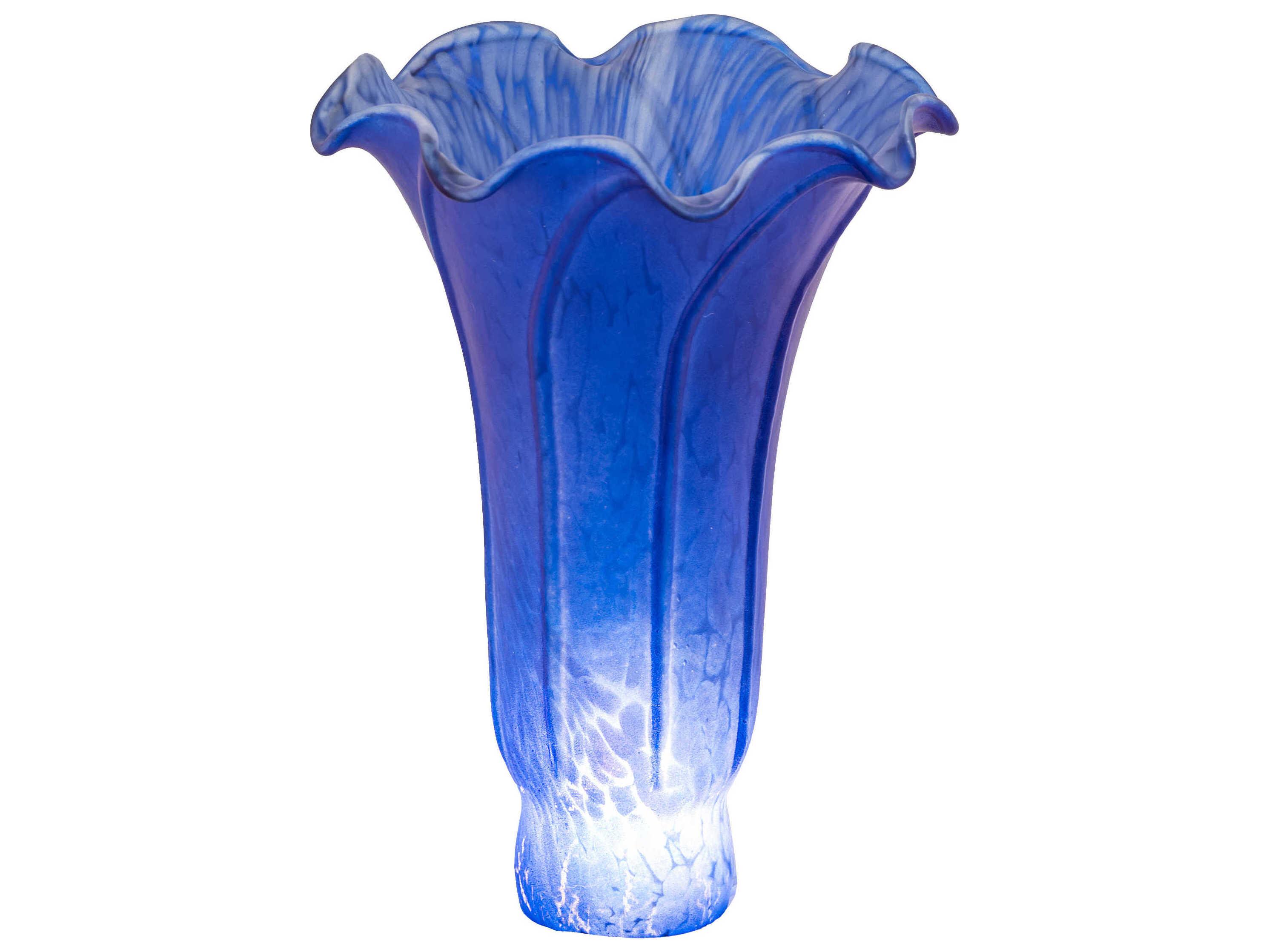 Meyda Pond Lily Mahogany Bronze Blue Glass Floor Lamp with Shade