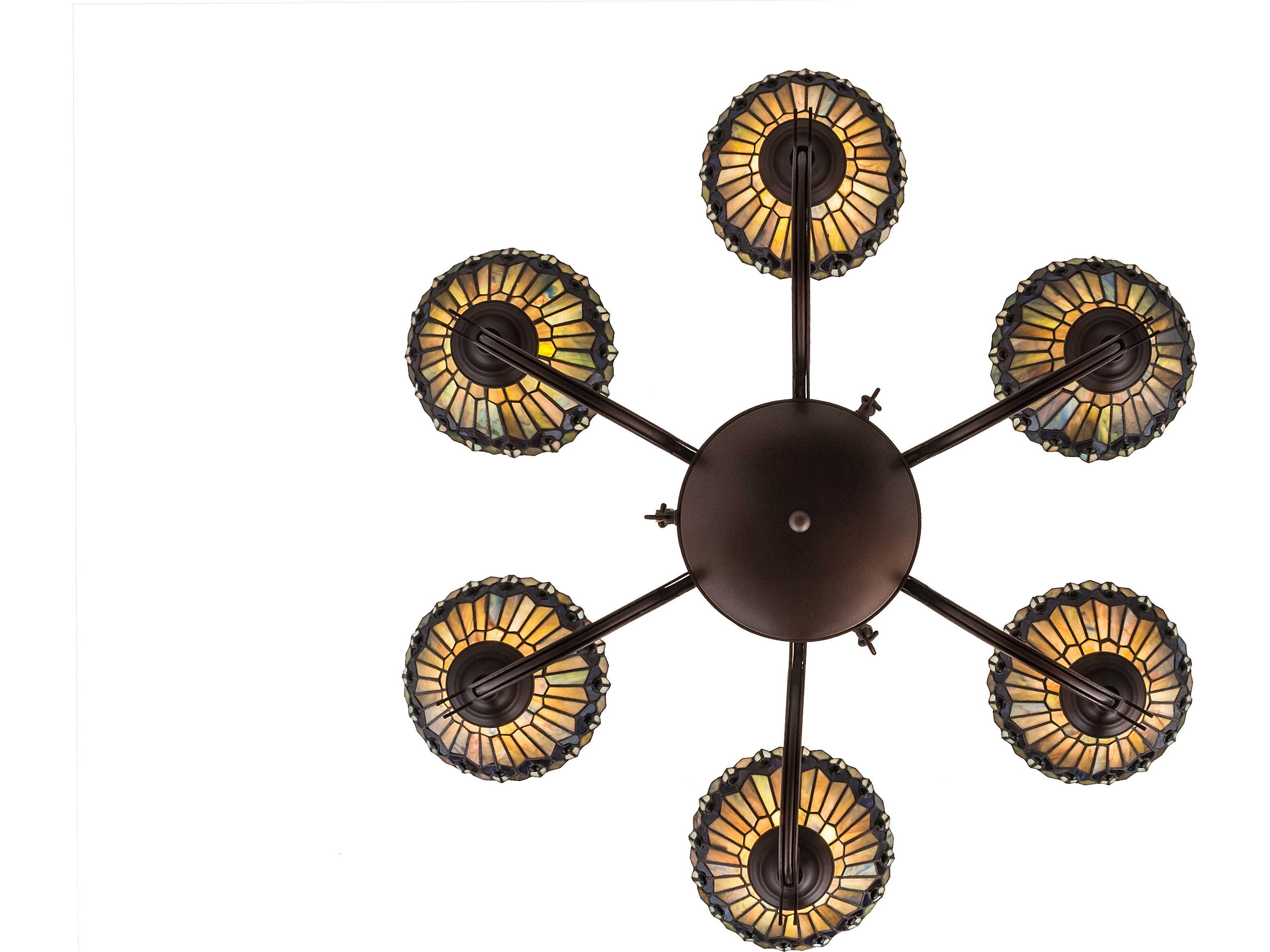 Meyda Tiffany Jeweled Peacock 6-Light Bronze Traditional Chandelier