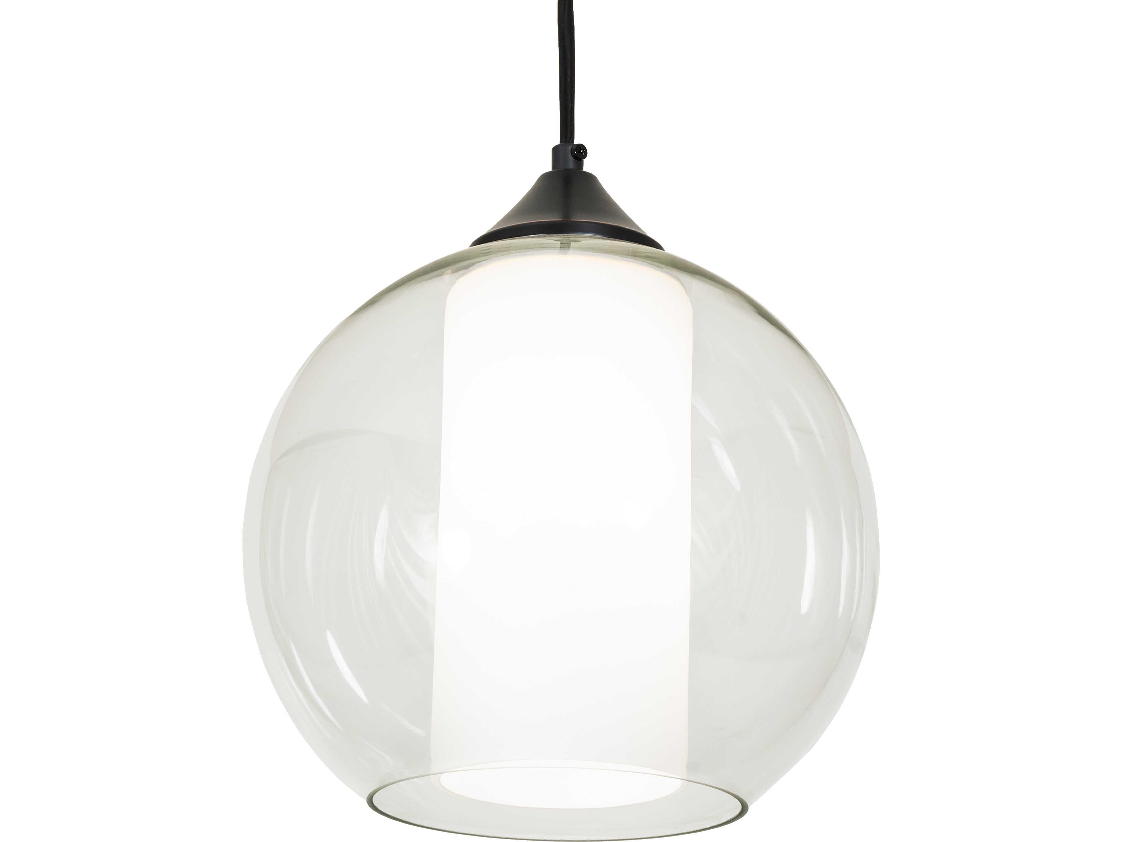 Meyda Bola 1-Light Clear & White Glass Cylinder Globe Mini Pendant