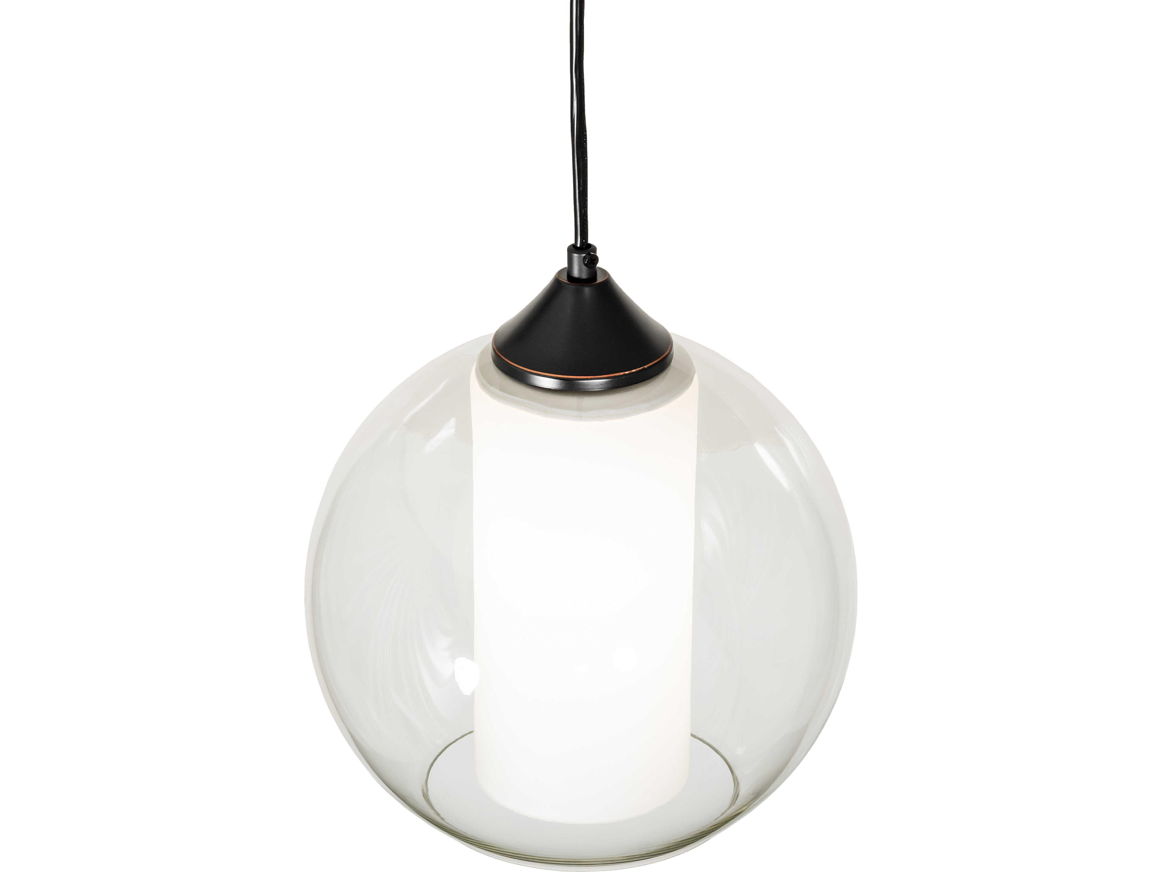 Meyda Bola 1-Light Clear & White Glass Cylinder Globe Mini Pendant