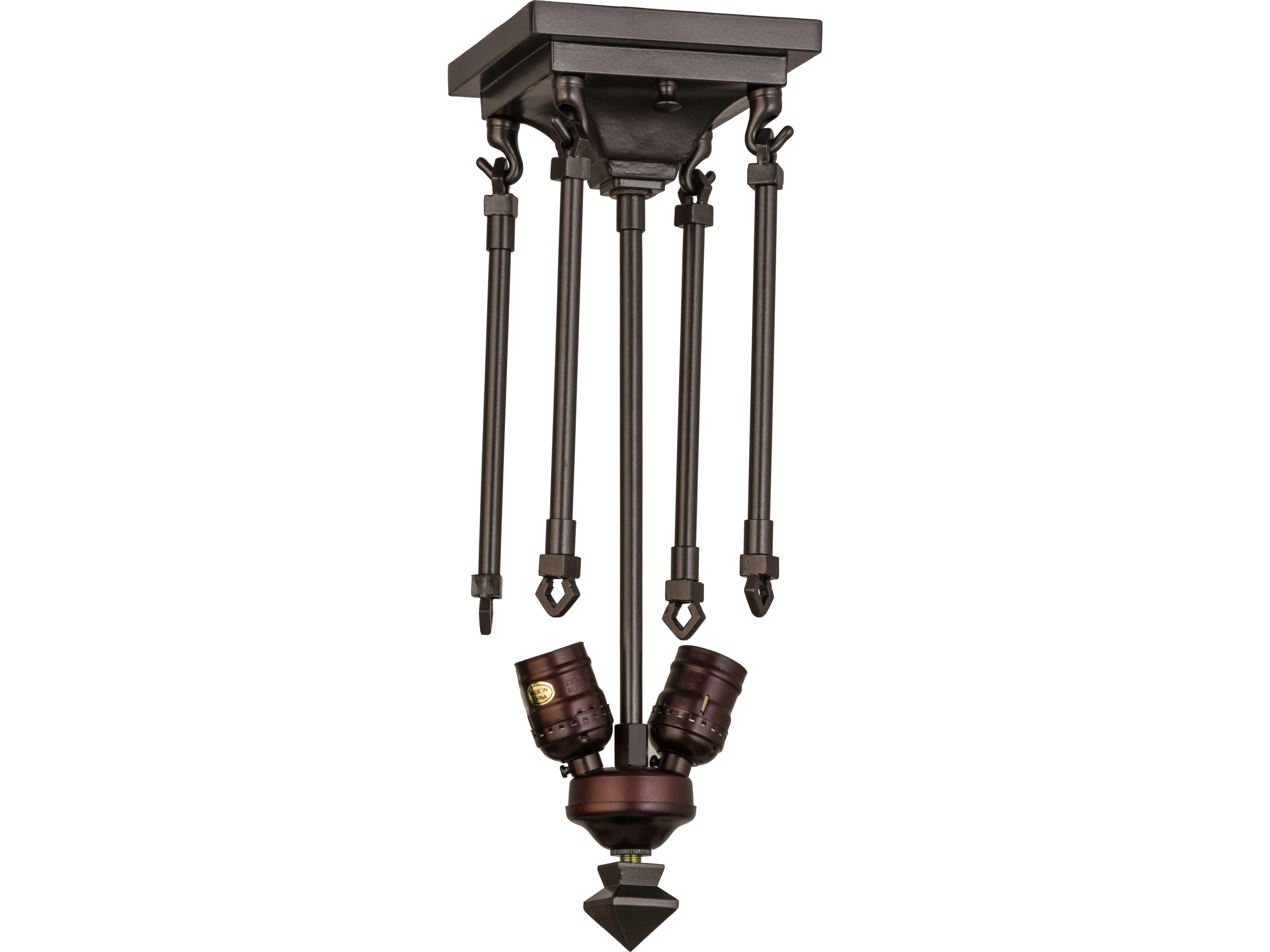 Meyda Tiffany Jeweled Peacock 2-Light Bronze Geometric Semi Flush Mount