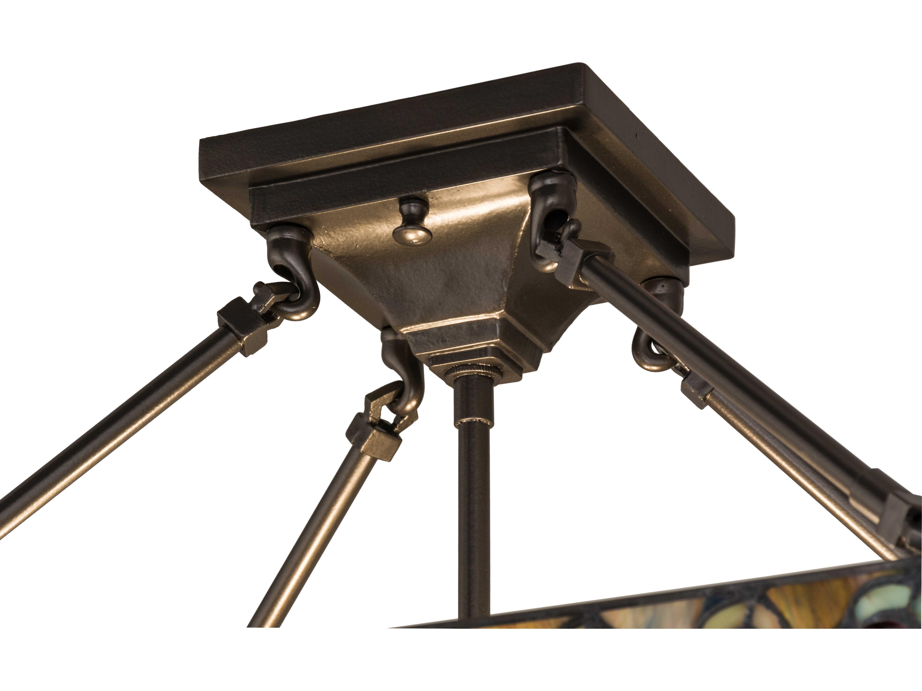 Meyda Tiffany Jeweled Peacock 2-Light Bronze Geometric Semi Flush Mount