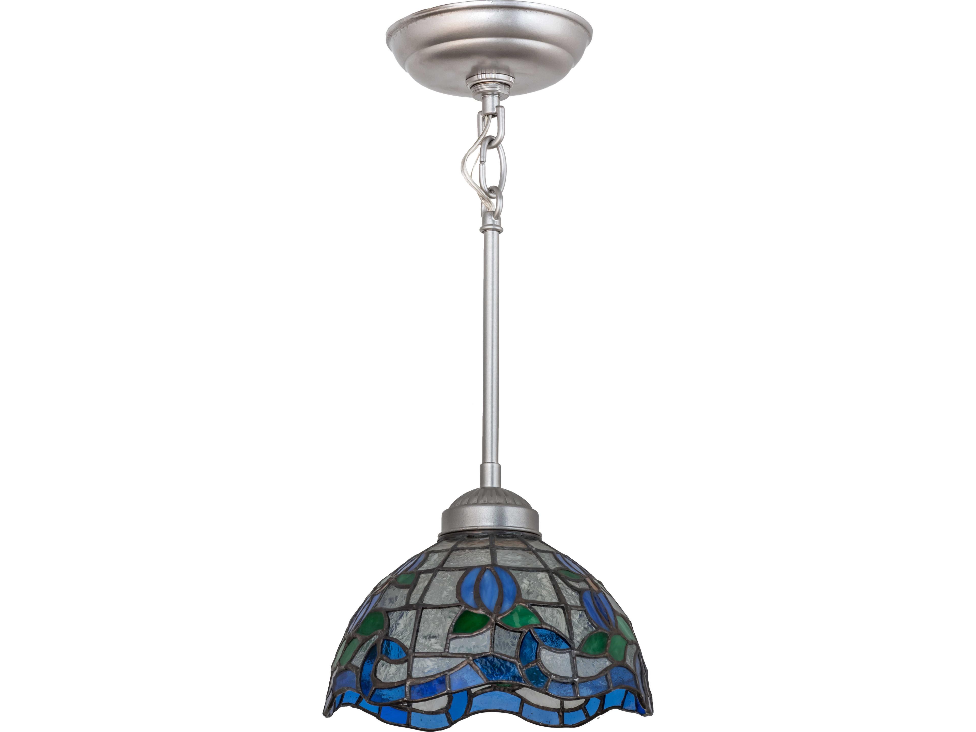 Meyda Roseborder 1-Light Blue Mini Pendant