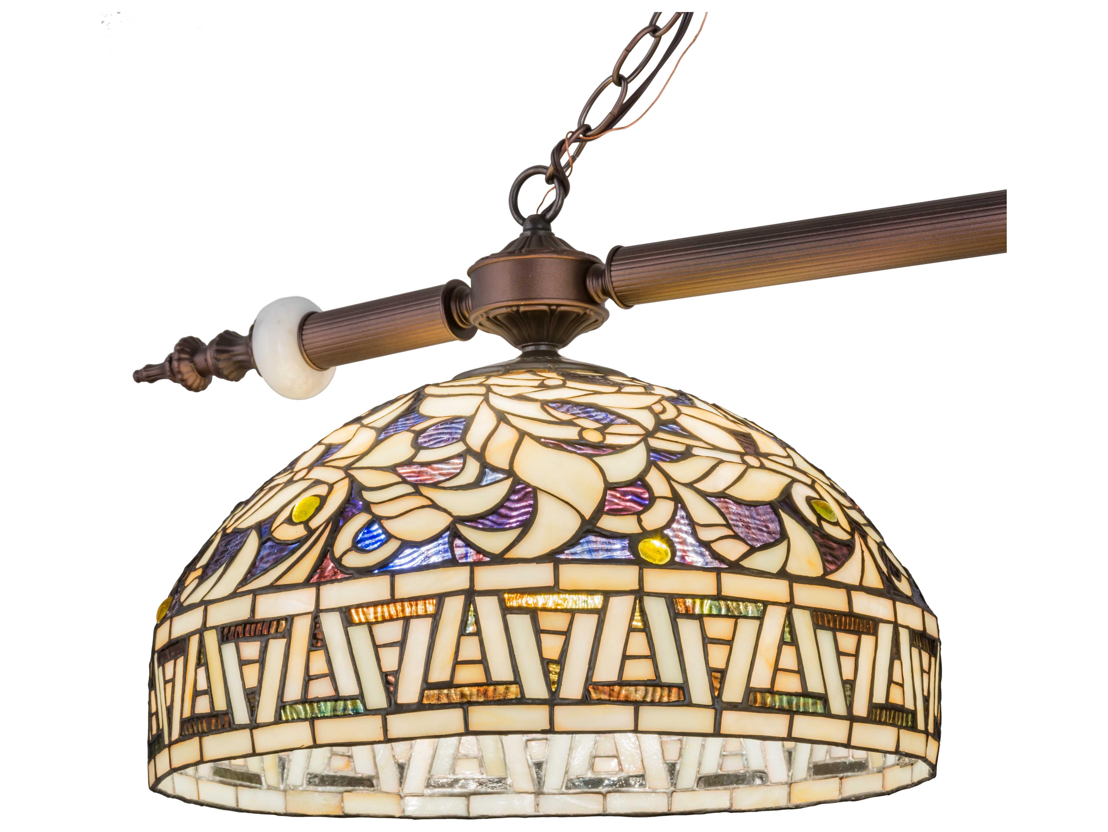 Meyda Cockatoo Feathers 6-Light Beige Yellow Tiffany Bowl Pendant
