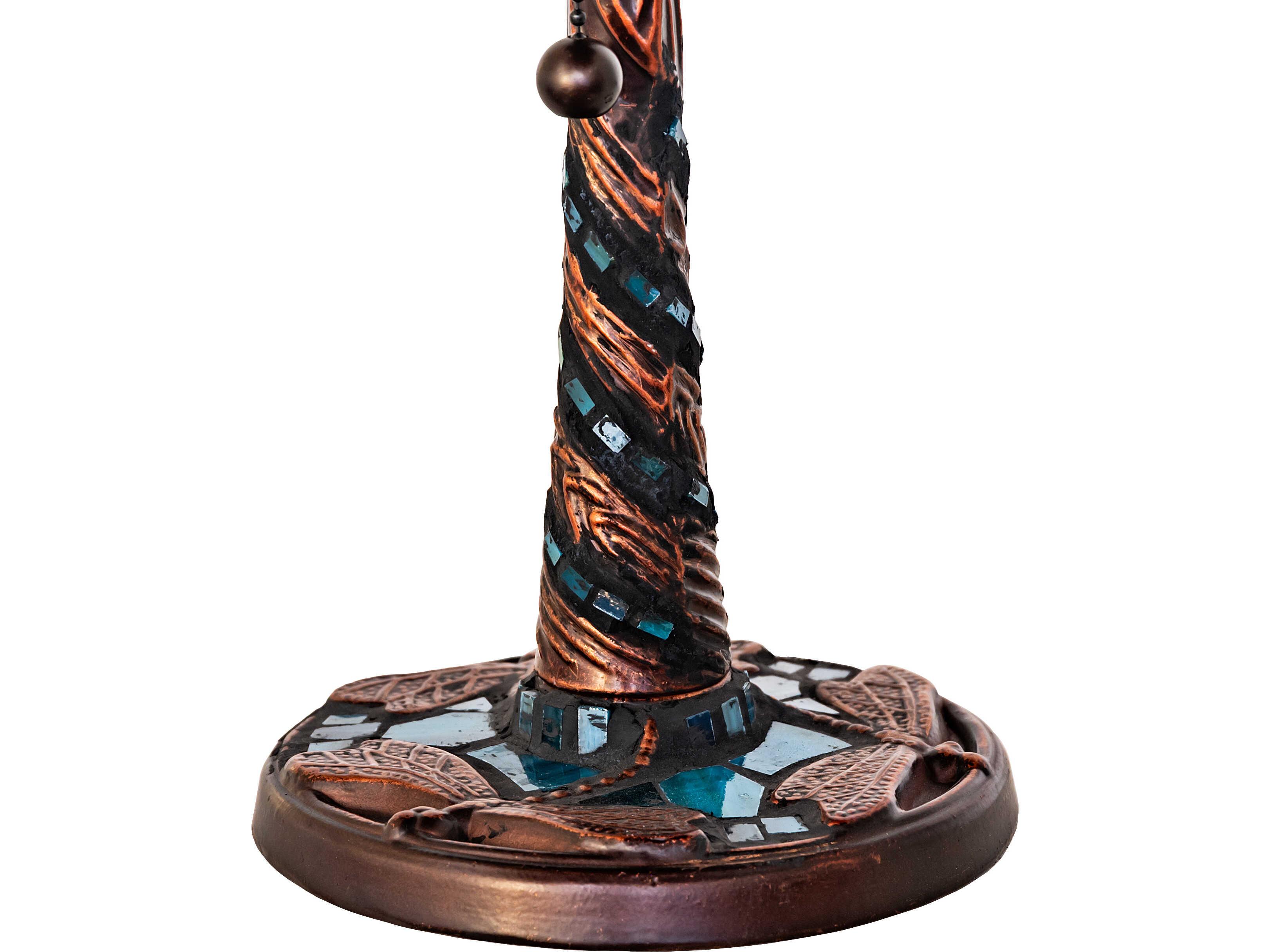 Meyda Twisted Fly Magogany Bronze blue Mosaic Glass 1-Light Table Lamp
