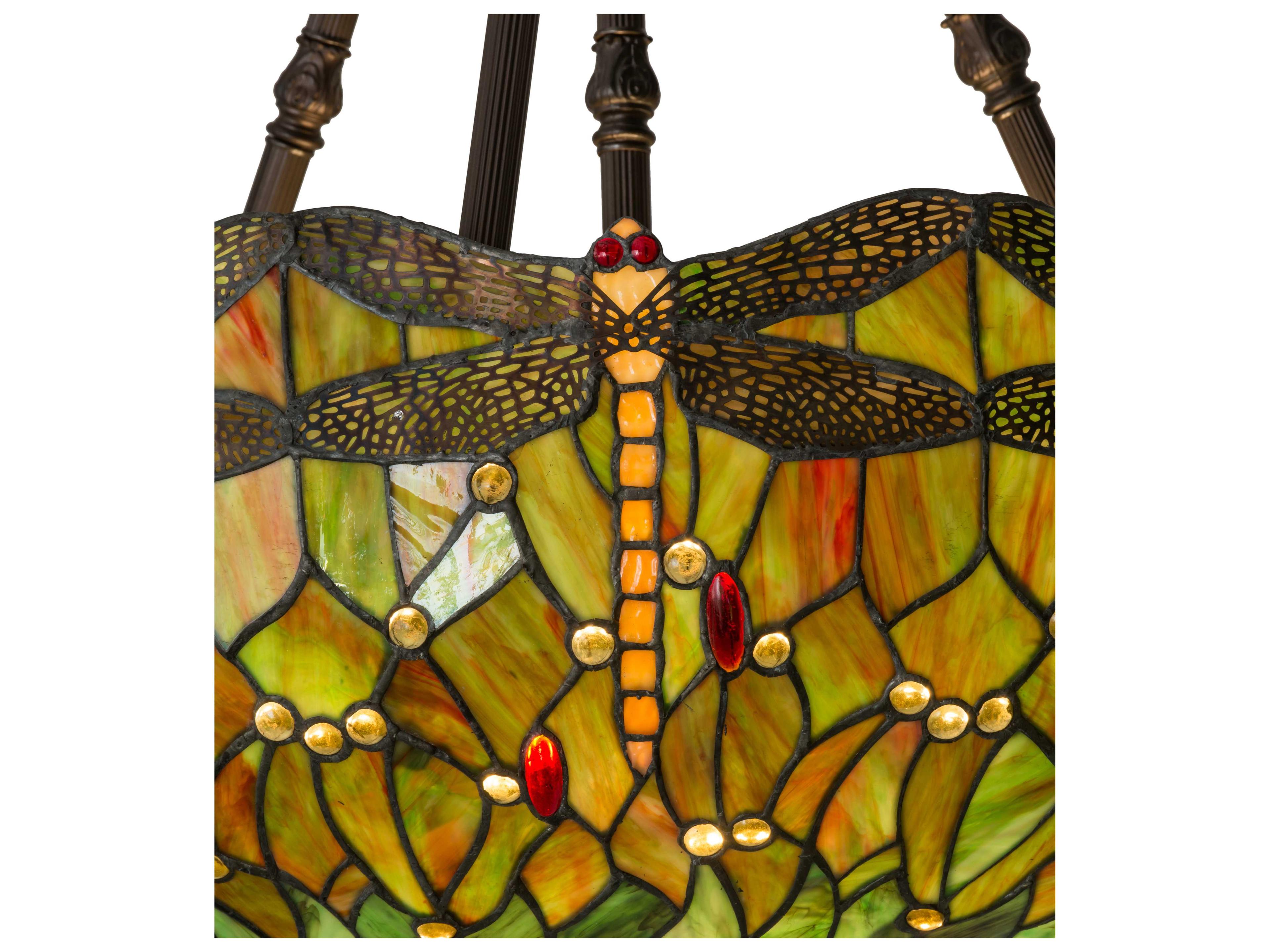 Meyda Tiffany Hanginghead Dragonfly Orange Red Dome Pendant