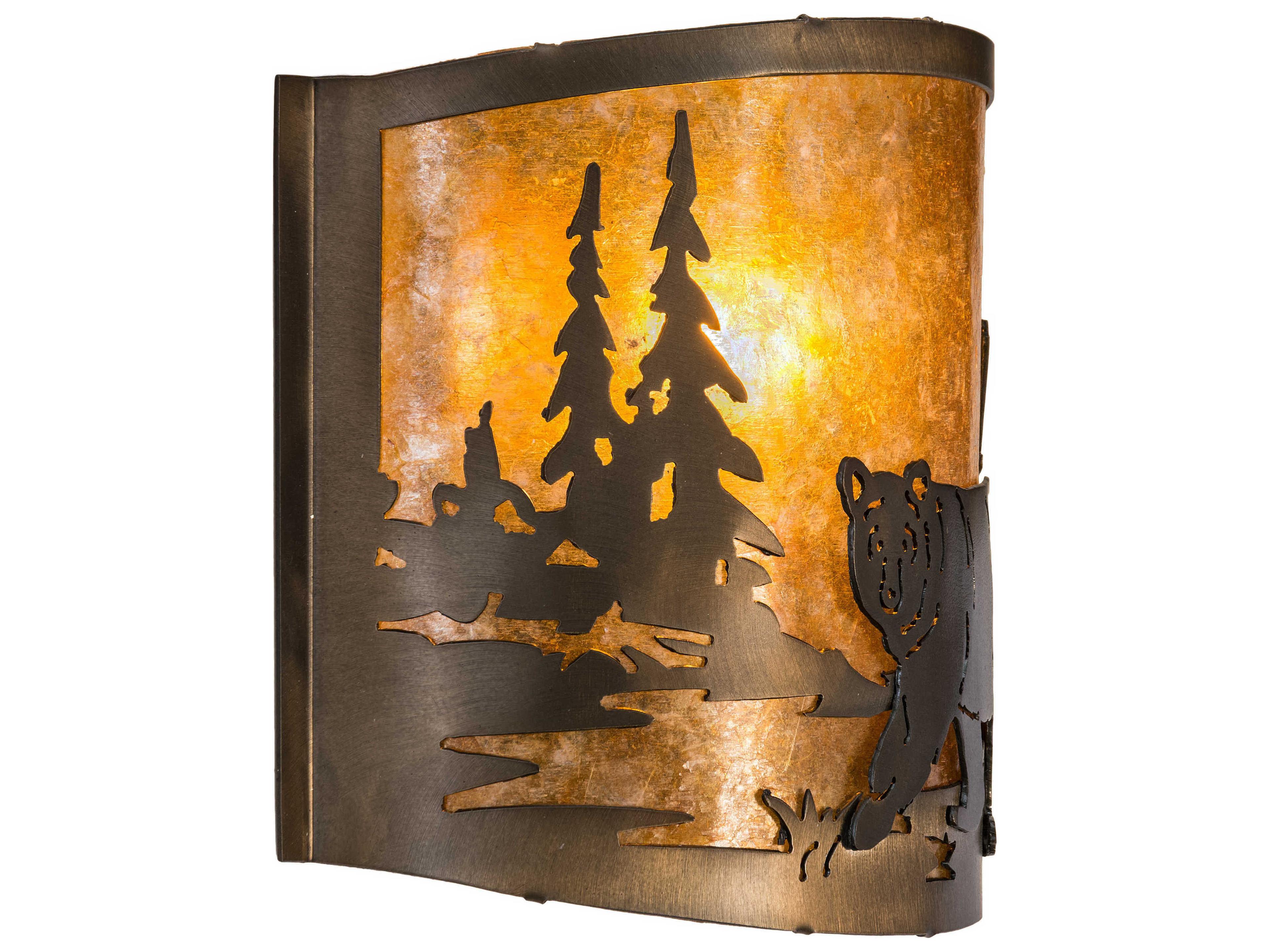 Meyda Lone Bear 1-Light Antique Copper Brown Wall Sconce