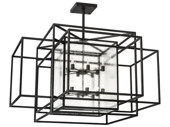Meyda Kitzi Box 16-Light Black Glass Candelabra Tiered Chandelier