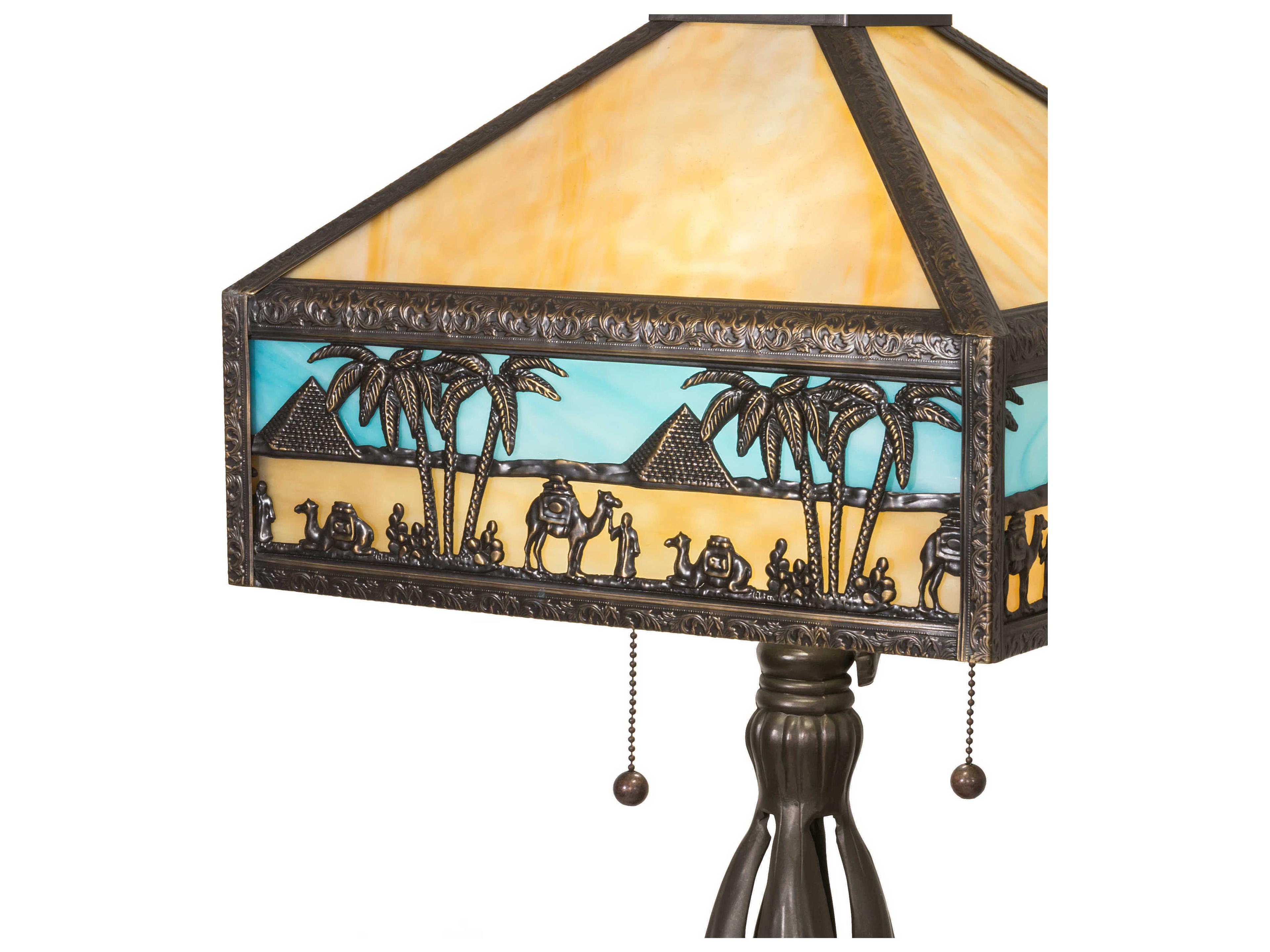 Meyda Camel Glass Tiffany Craftsman Brown Blue Buffet Lamp