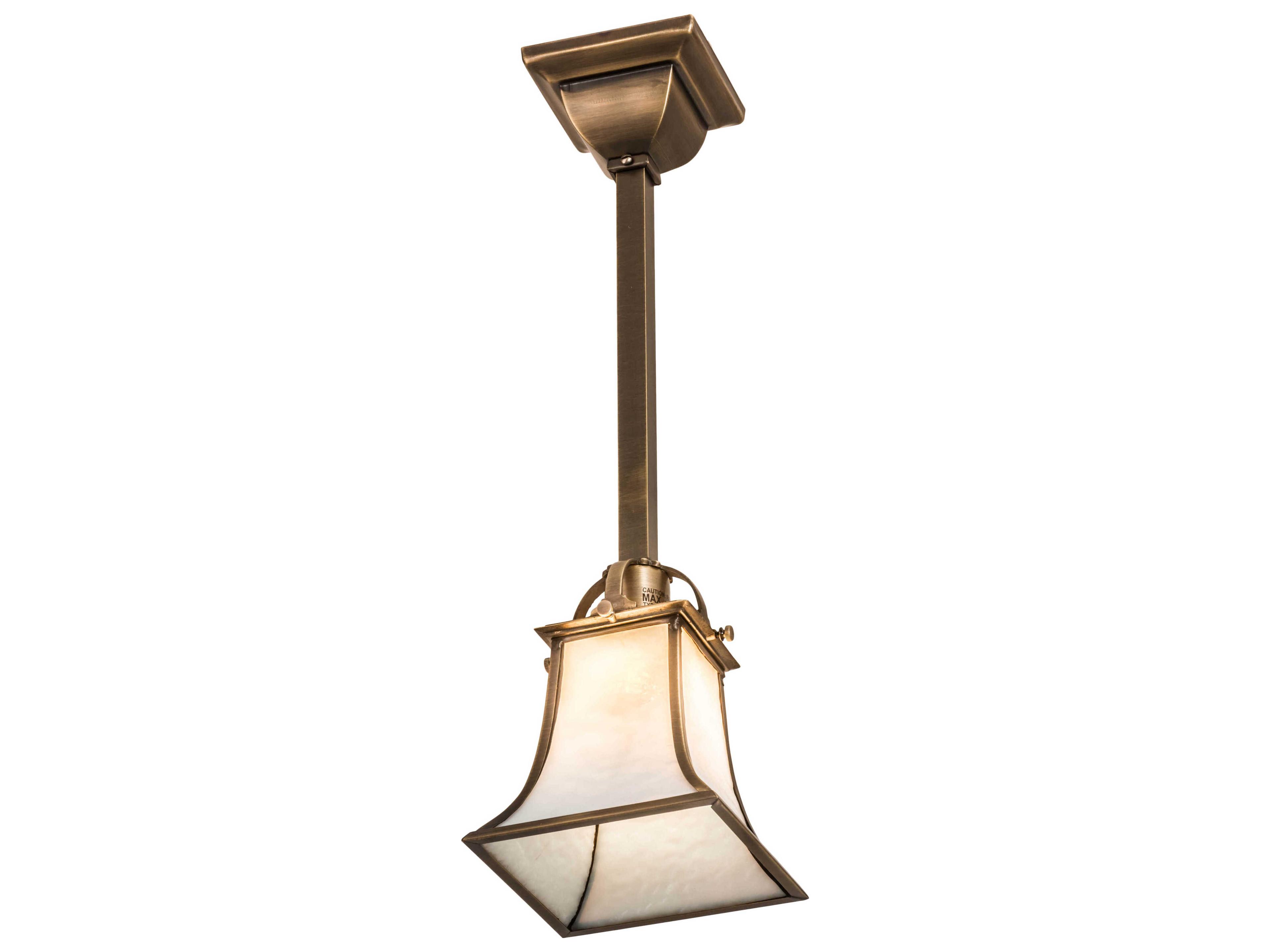 Meyda Revival 1-Light Antique Brass Glass Lantern Mini Pendant