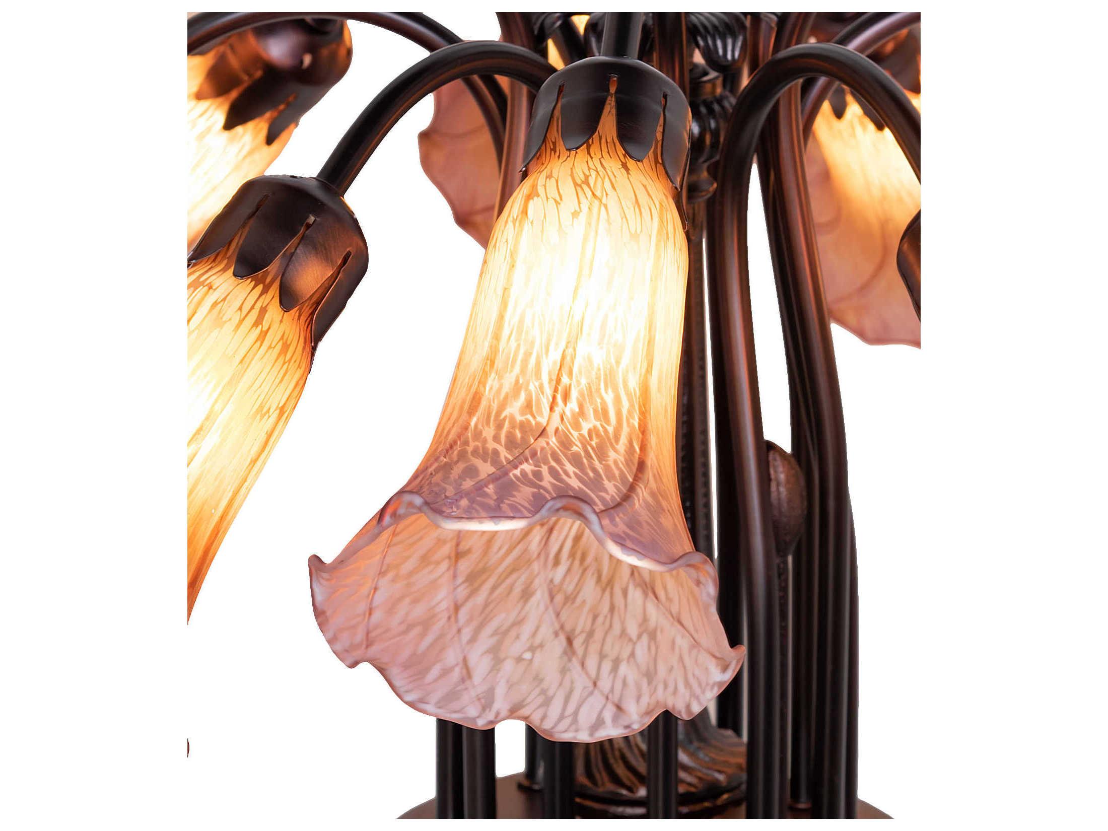Meyda Pond Lily 12-Light Mahogany Bronze Glass Bell Chandelier