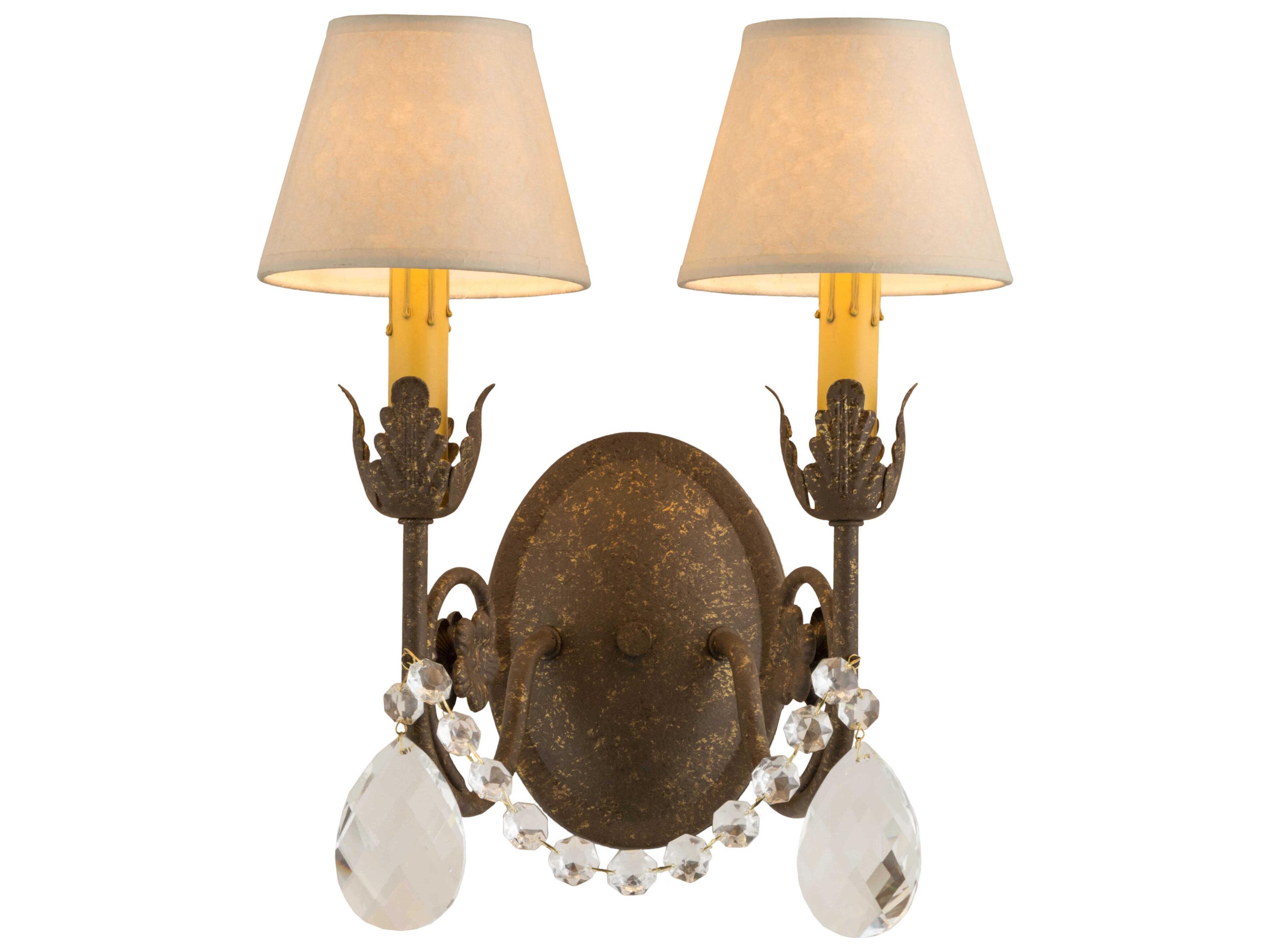 Meyda Antonia 2-Light Chocolate Gold Crystal Wall Sconce