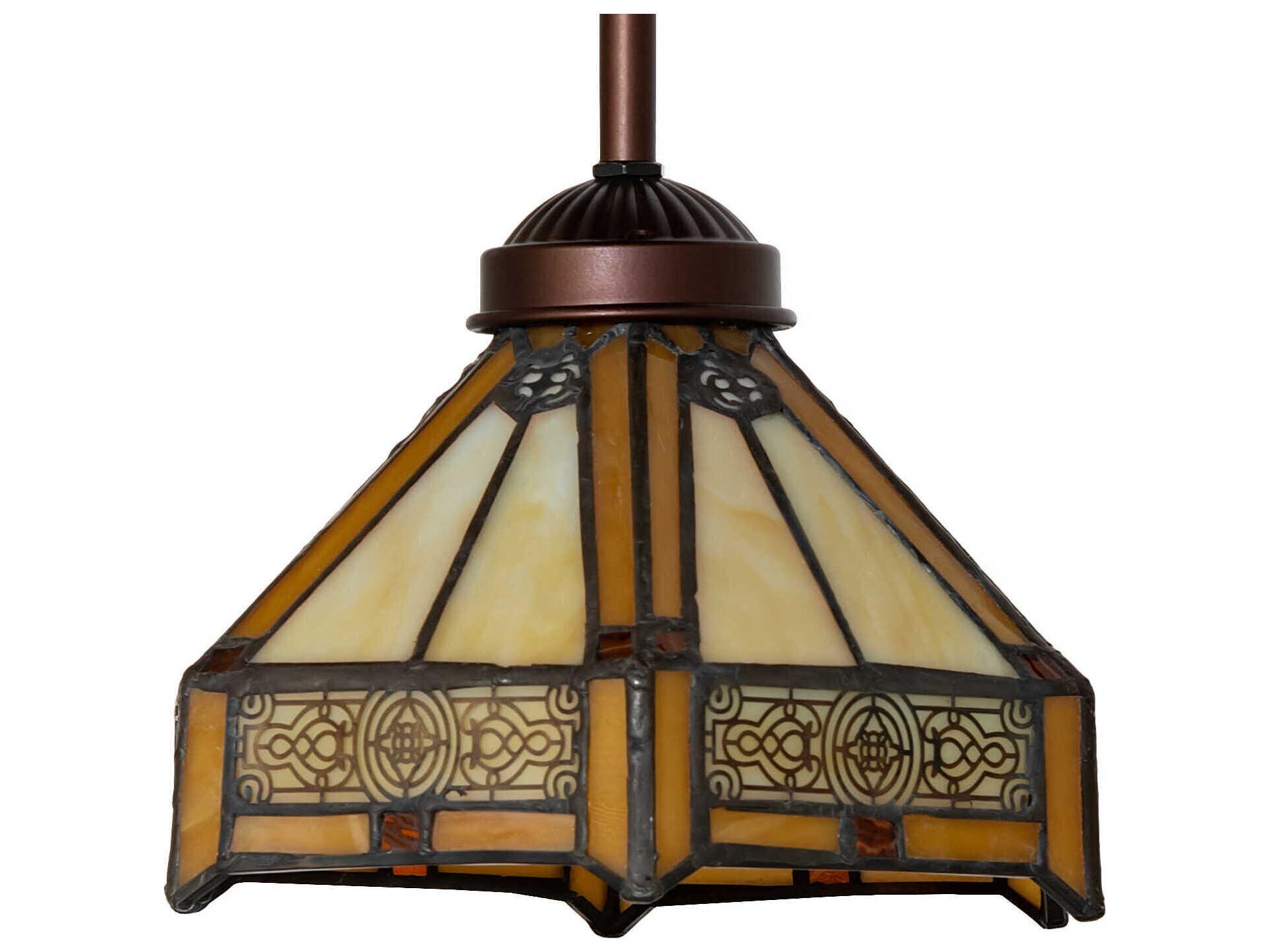 Meyda Peaches 1-Light Mahogany Bronze Glass Tiffany Mini Pendant