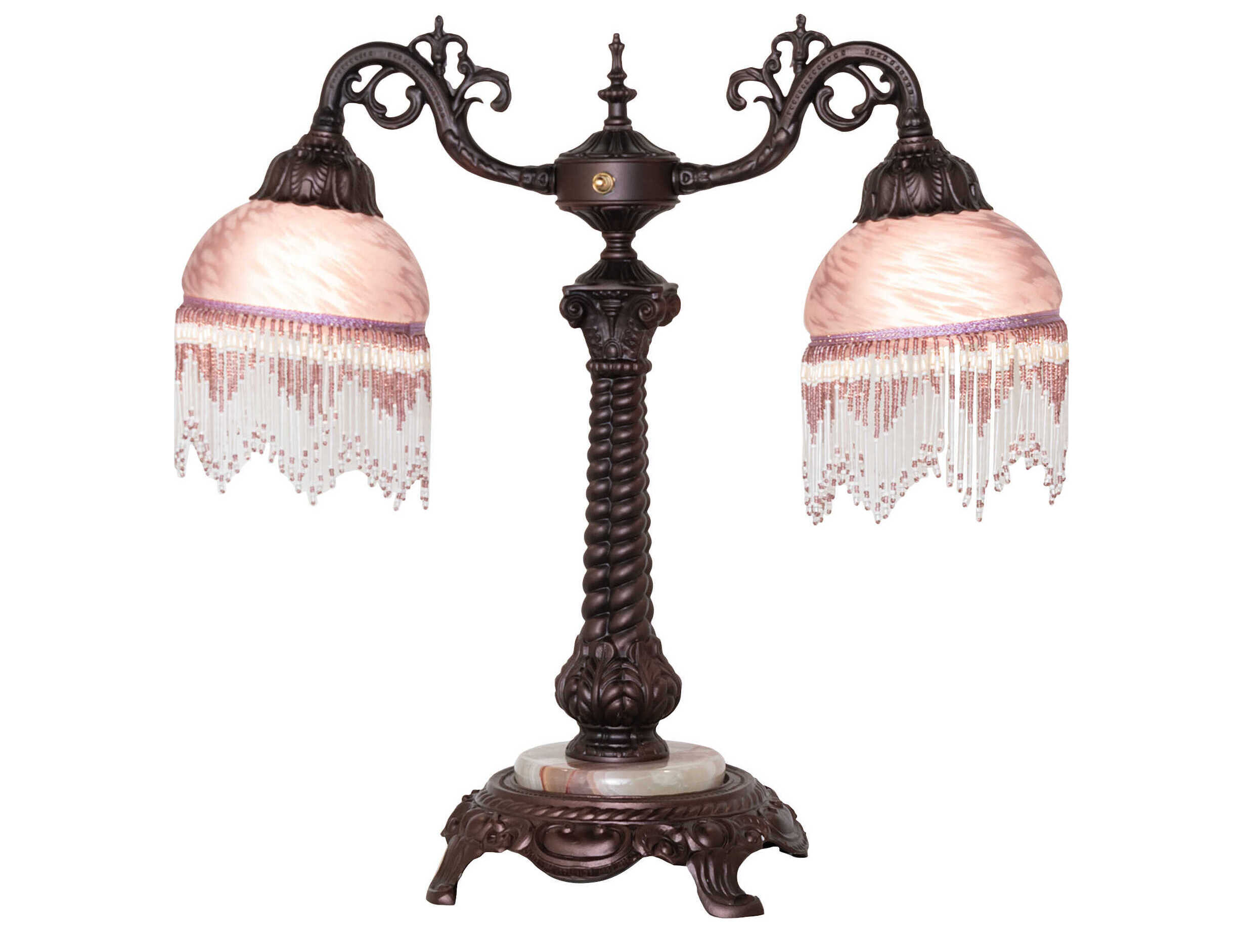 Meyda Roussillon Cranberry / White Glass Table Lamp