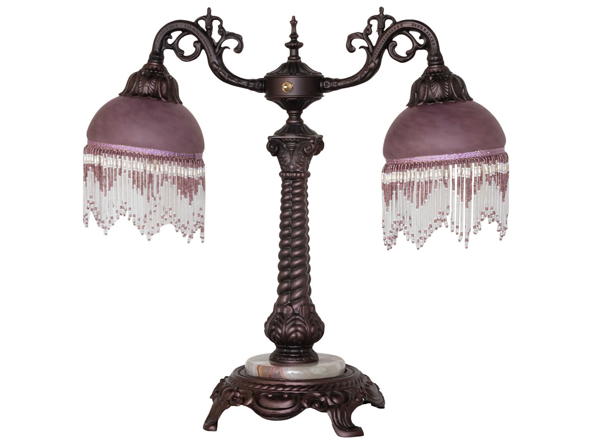 Meyda Roussillon Cranberry / White Glass Table Lamp