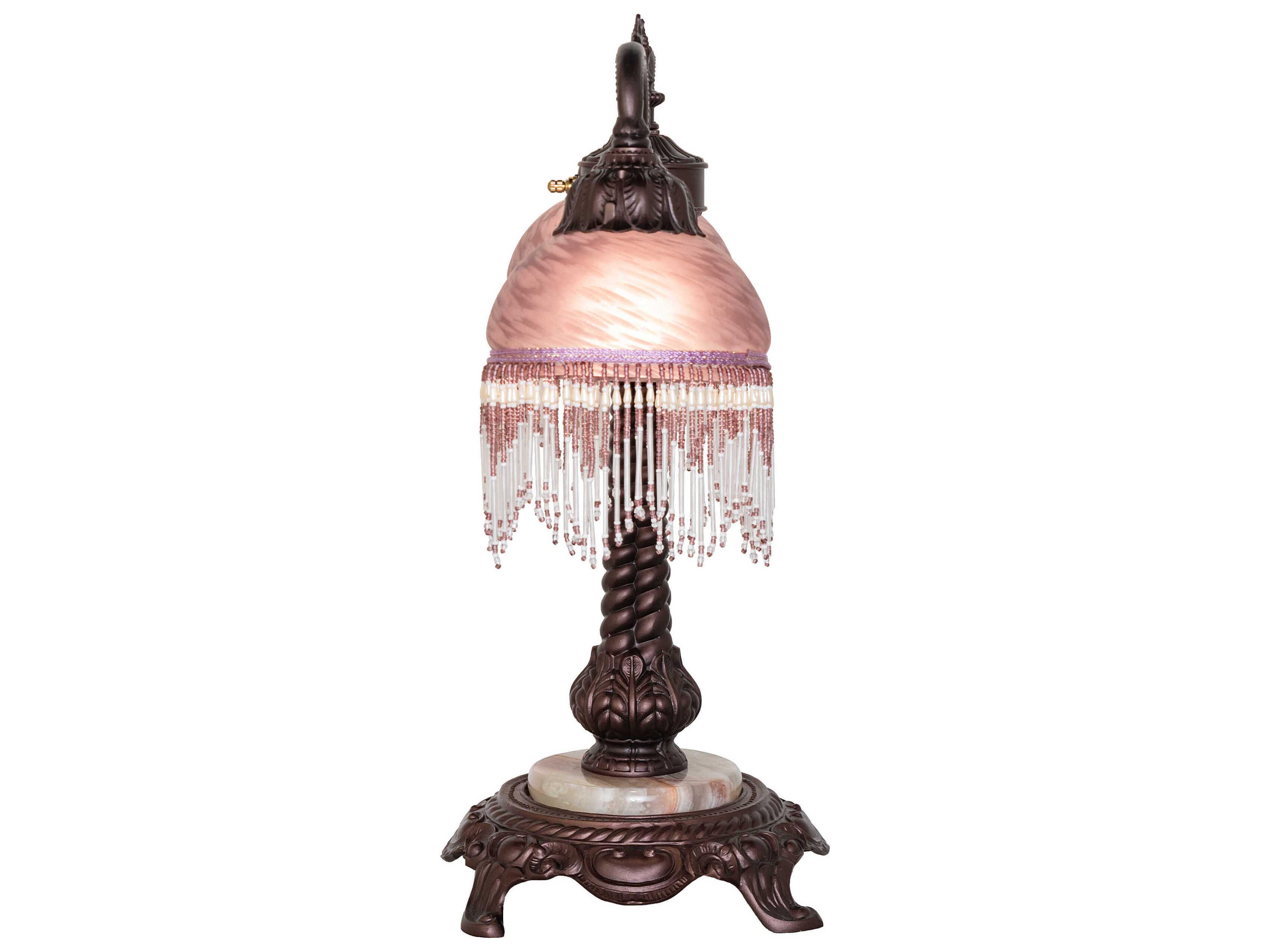 Meyda Roussillon Cranberry / White Glass Table Lamp
