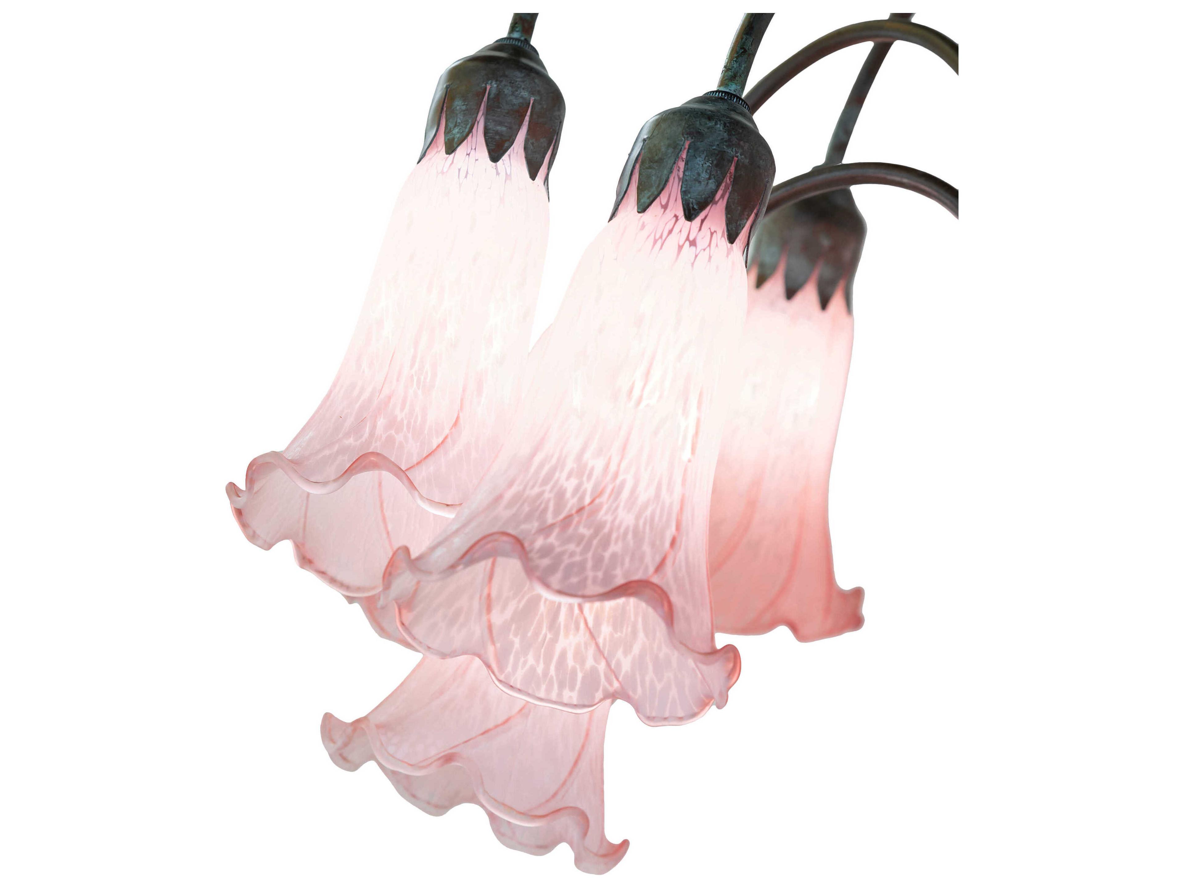 Meyda Pond Lily Bronze Pink Glass Floor Lamp with Shade