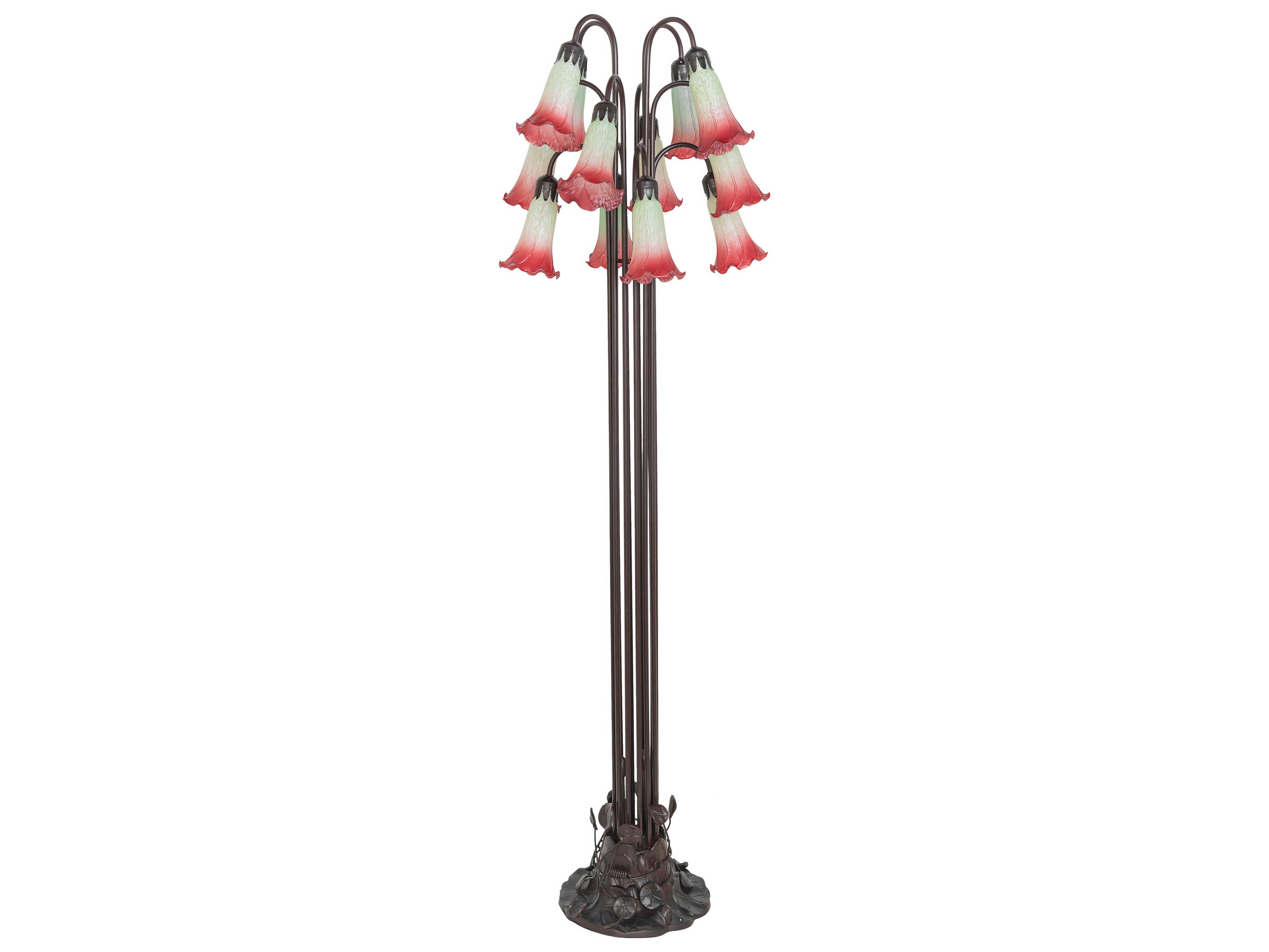 Meyda Pond Lily Mahogany Bronze Floor Lamp