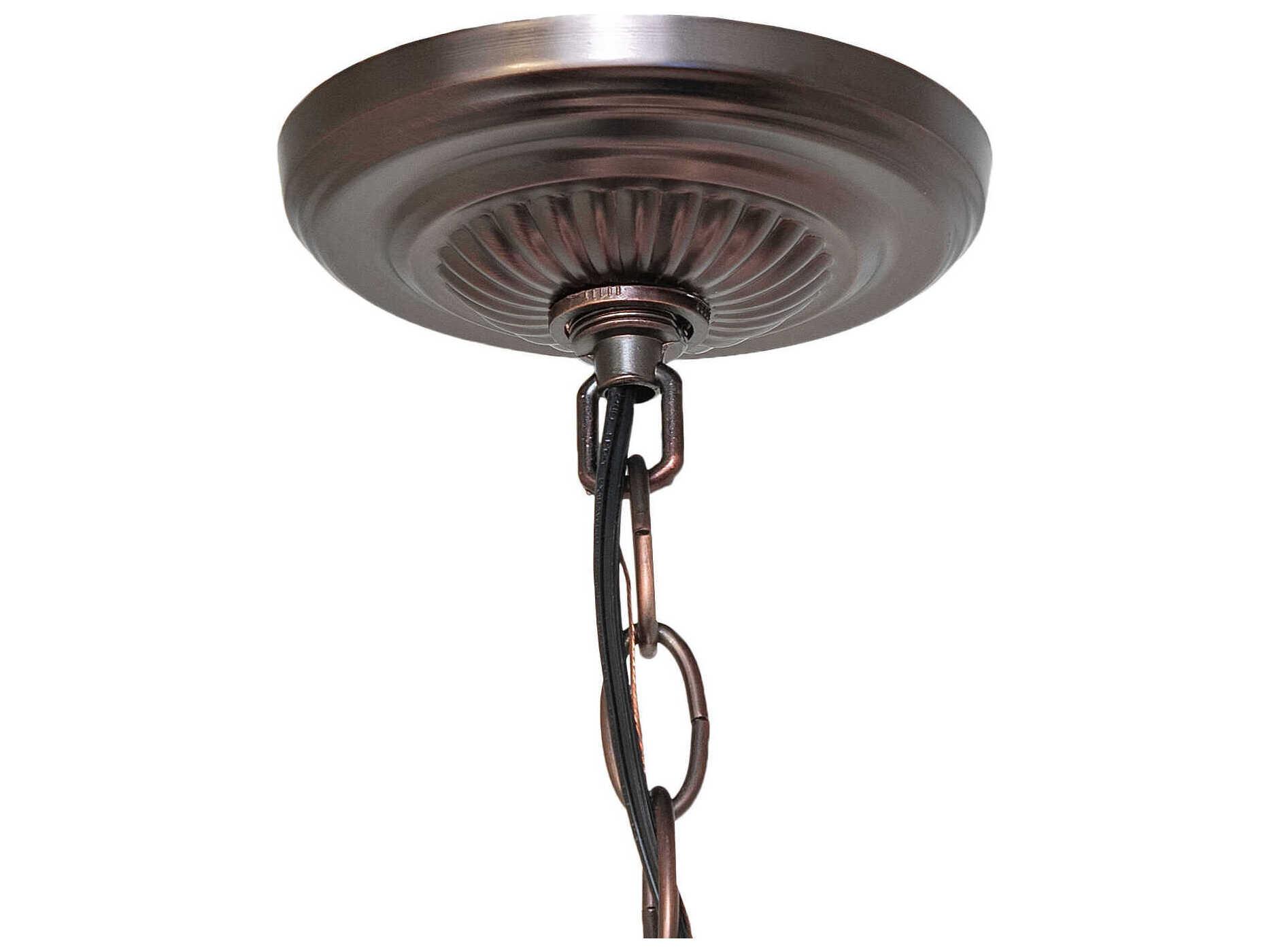 Meyda Pond Lily 12-Light Mahogany Bronze Red Glass Bell Chandelier