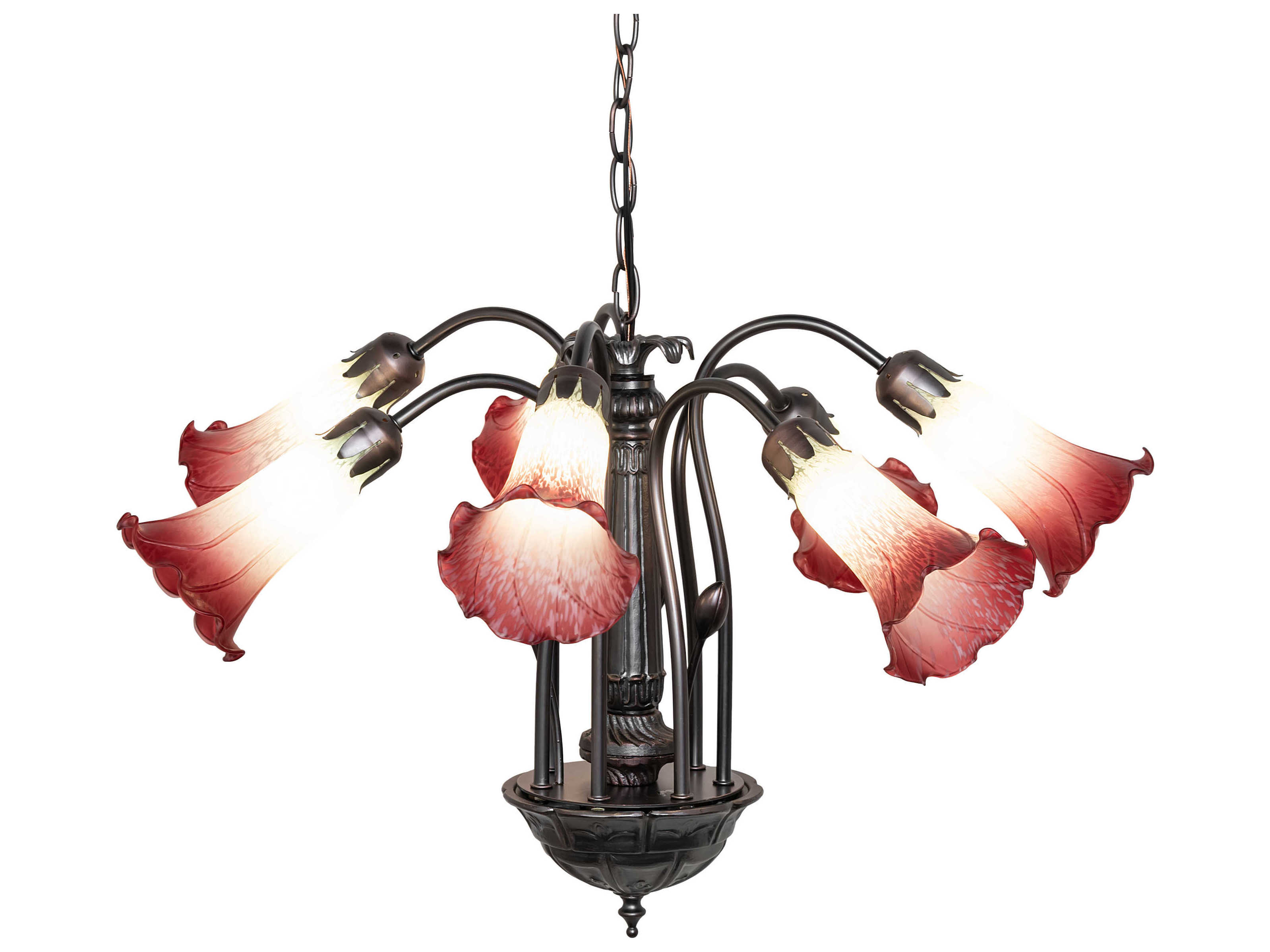 Meyda Pond Lily 7-Light Mahogany Bronze Bell Chandelier