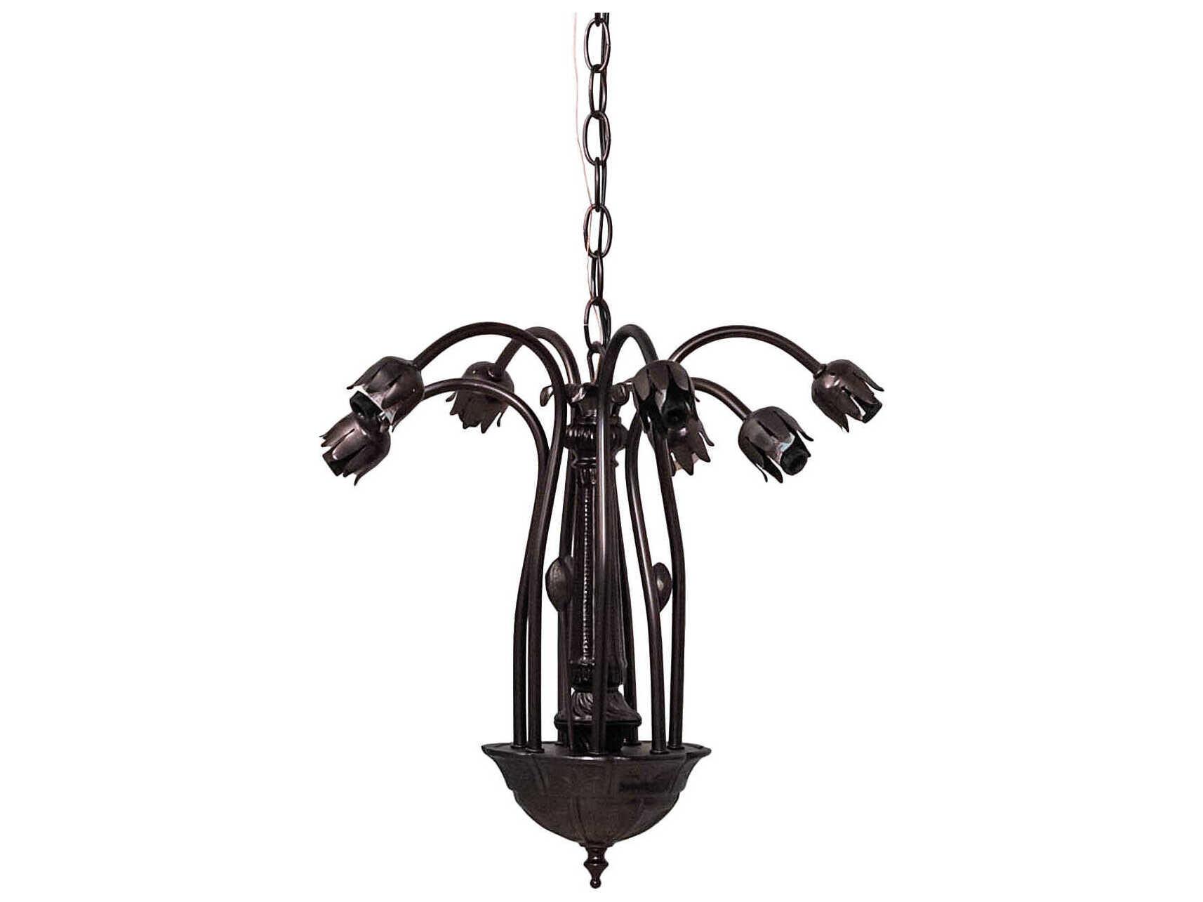 Meyda Pond Lily 7-Light Mahogany Bronze Bell Chandelier