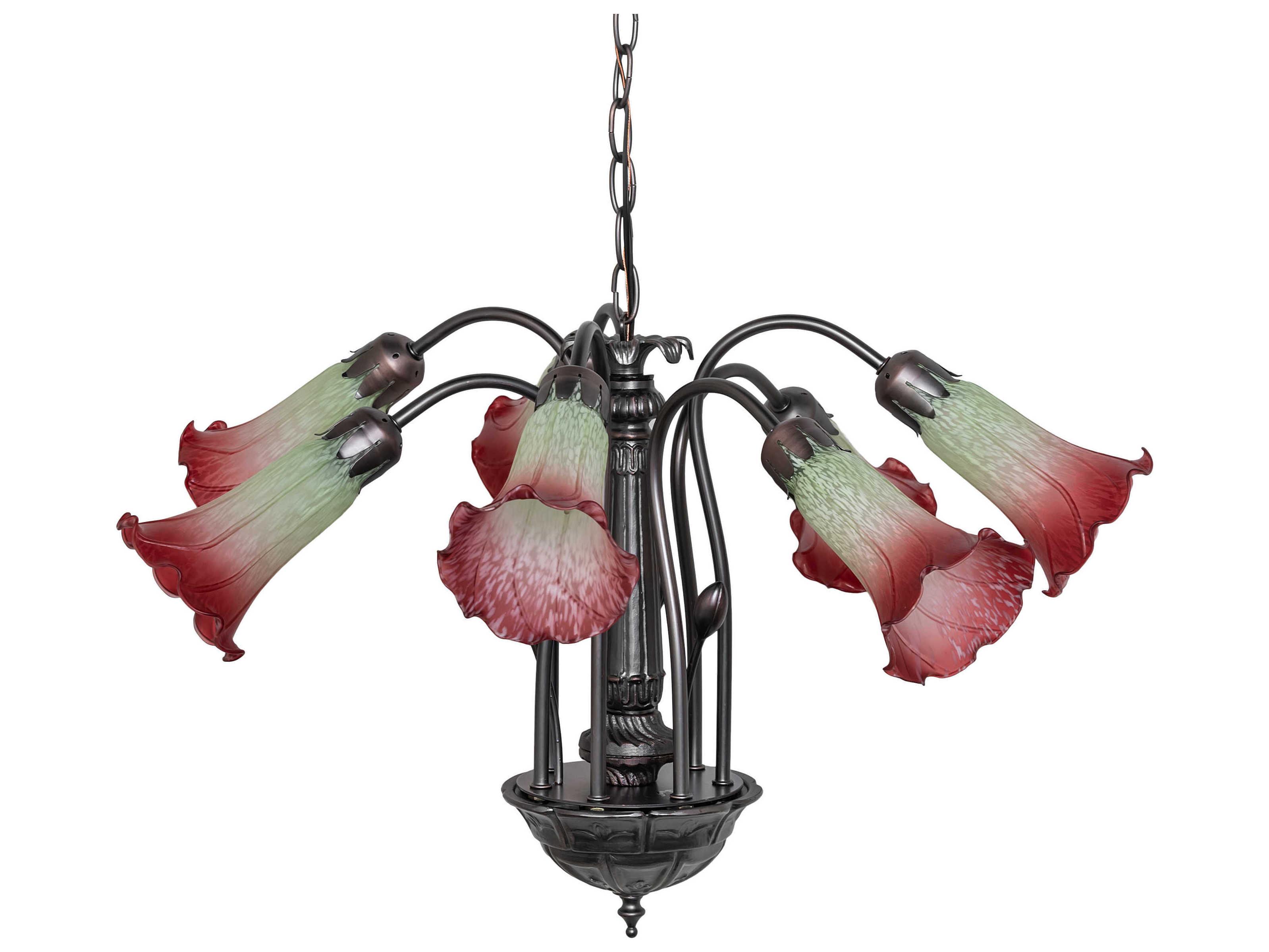 Meyda Pond Lily 7-Light Mahogany Bronze Bell Chandelier
