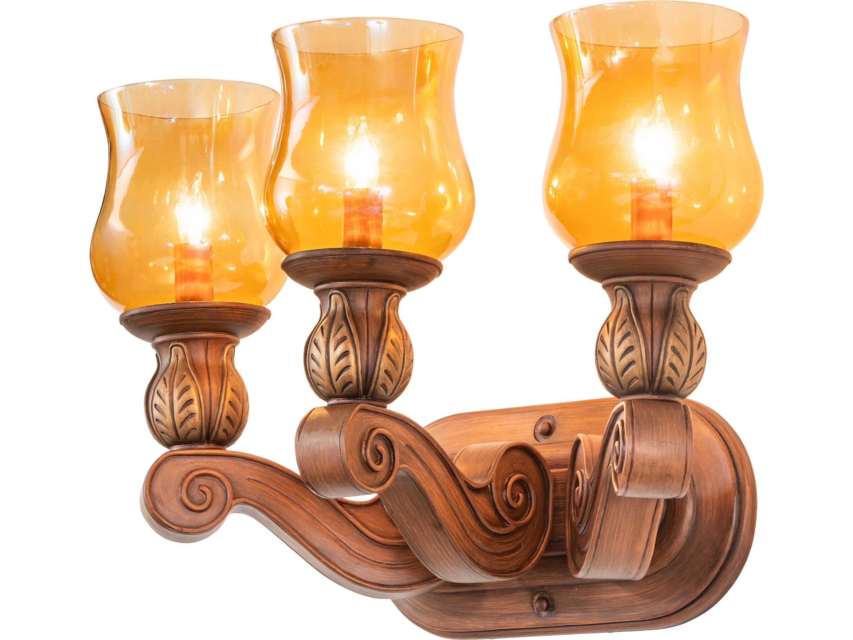 Meyda Kendall 3-Light Pale Amber Copper Traditional Vanity Light