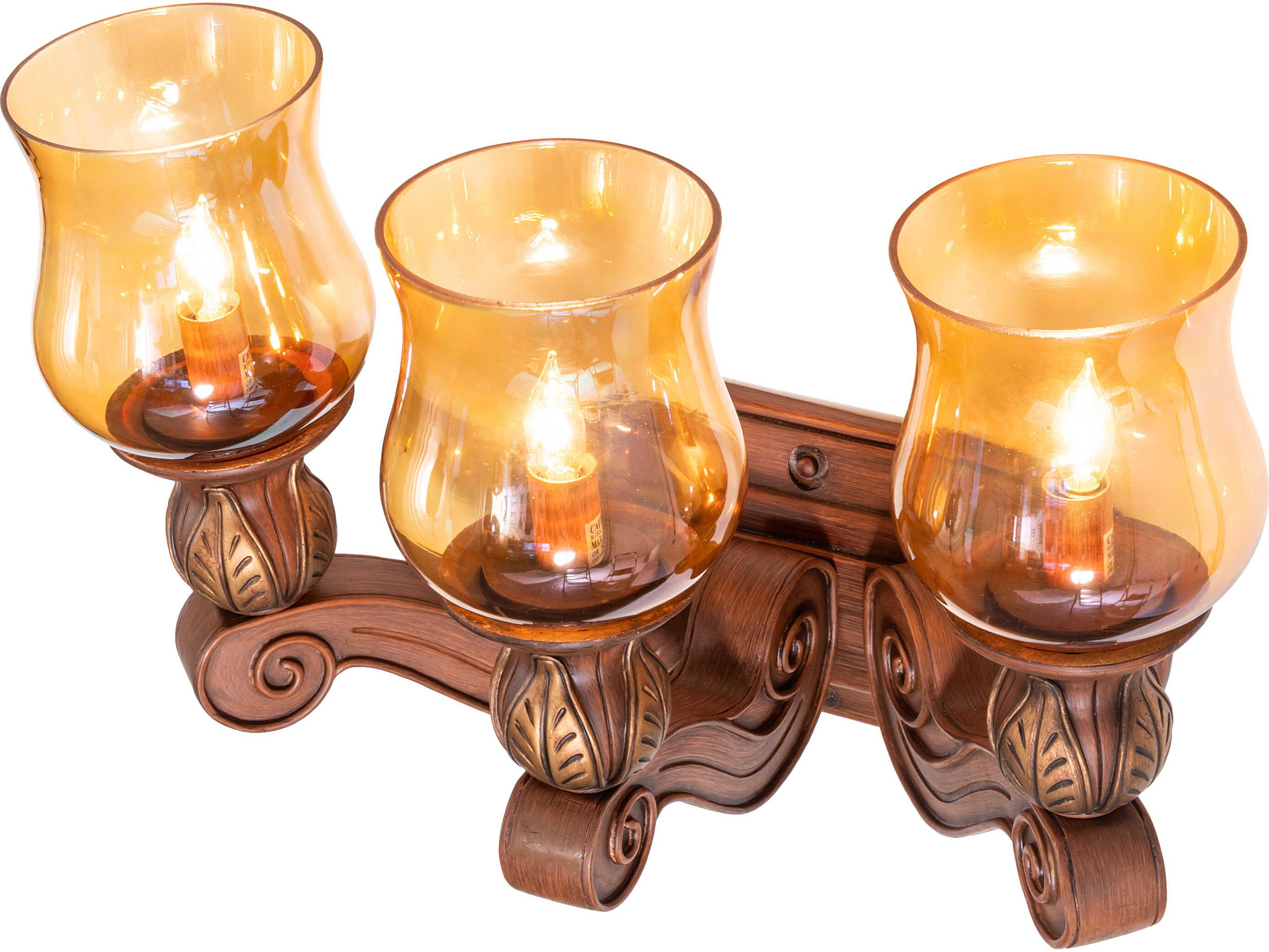 Meyda Kendall 3-Light Pale Amber Copper Traditional Vanity Light