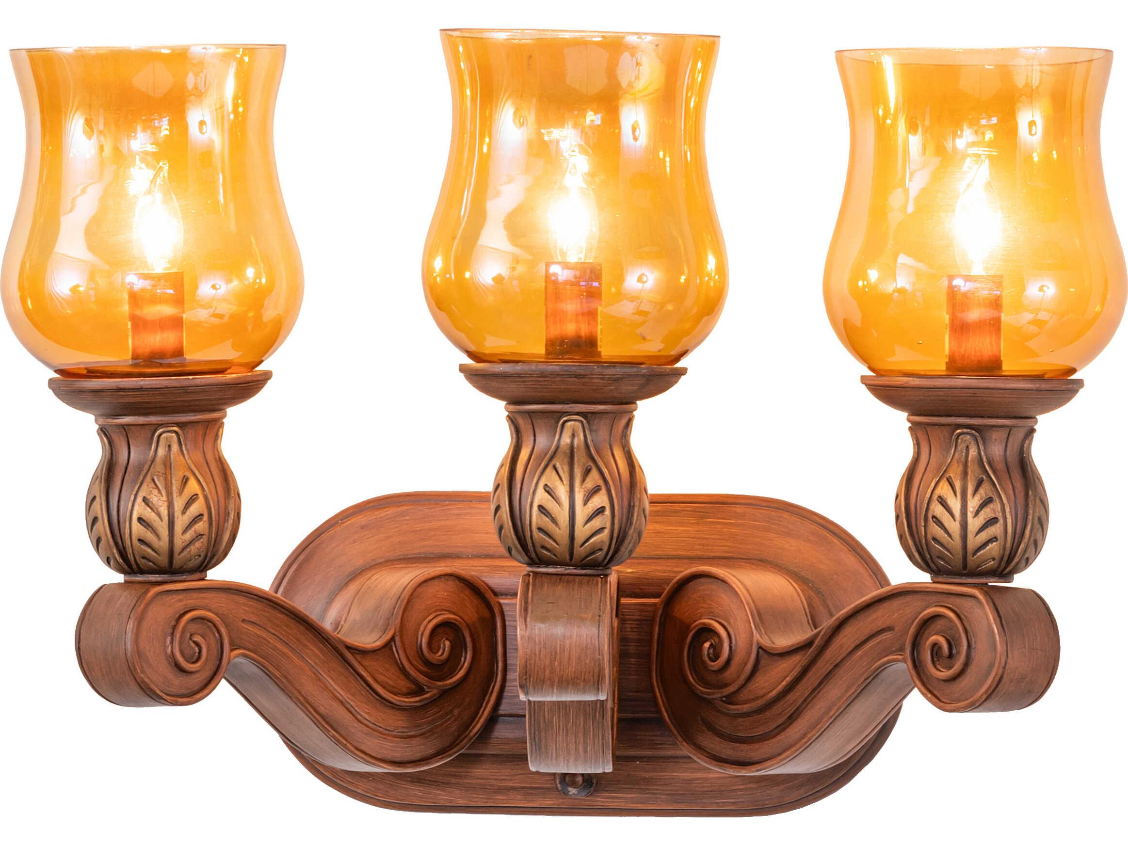 Meyda Kendall 3-Light Pale Amber Copper Traditional Vanity Light