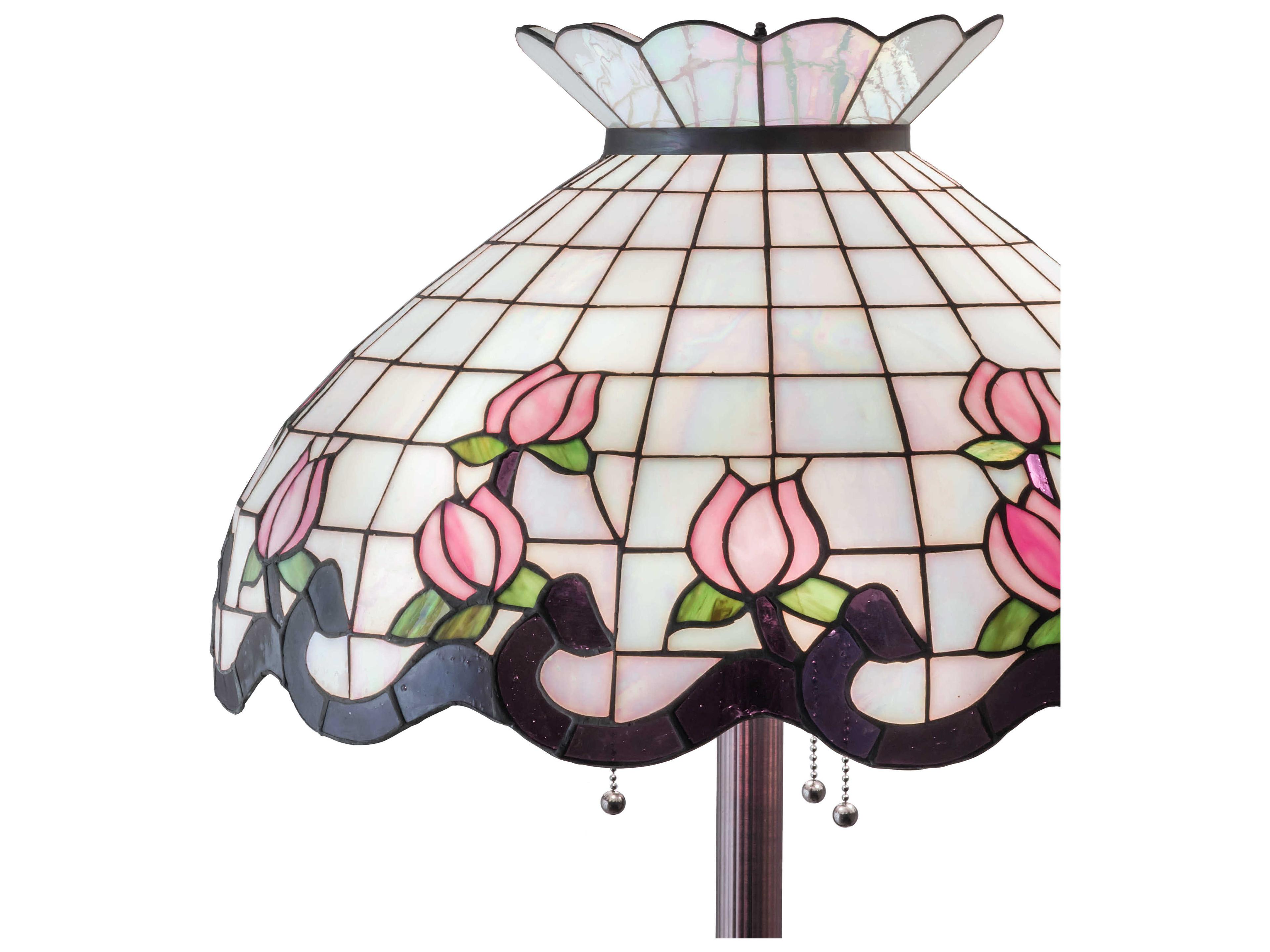 Meyda Roseborder Glass Tiffany Mahogany Bronze Floor Lamp