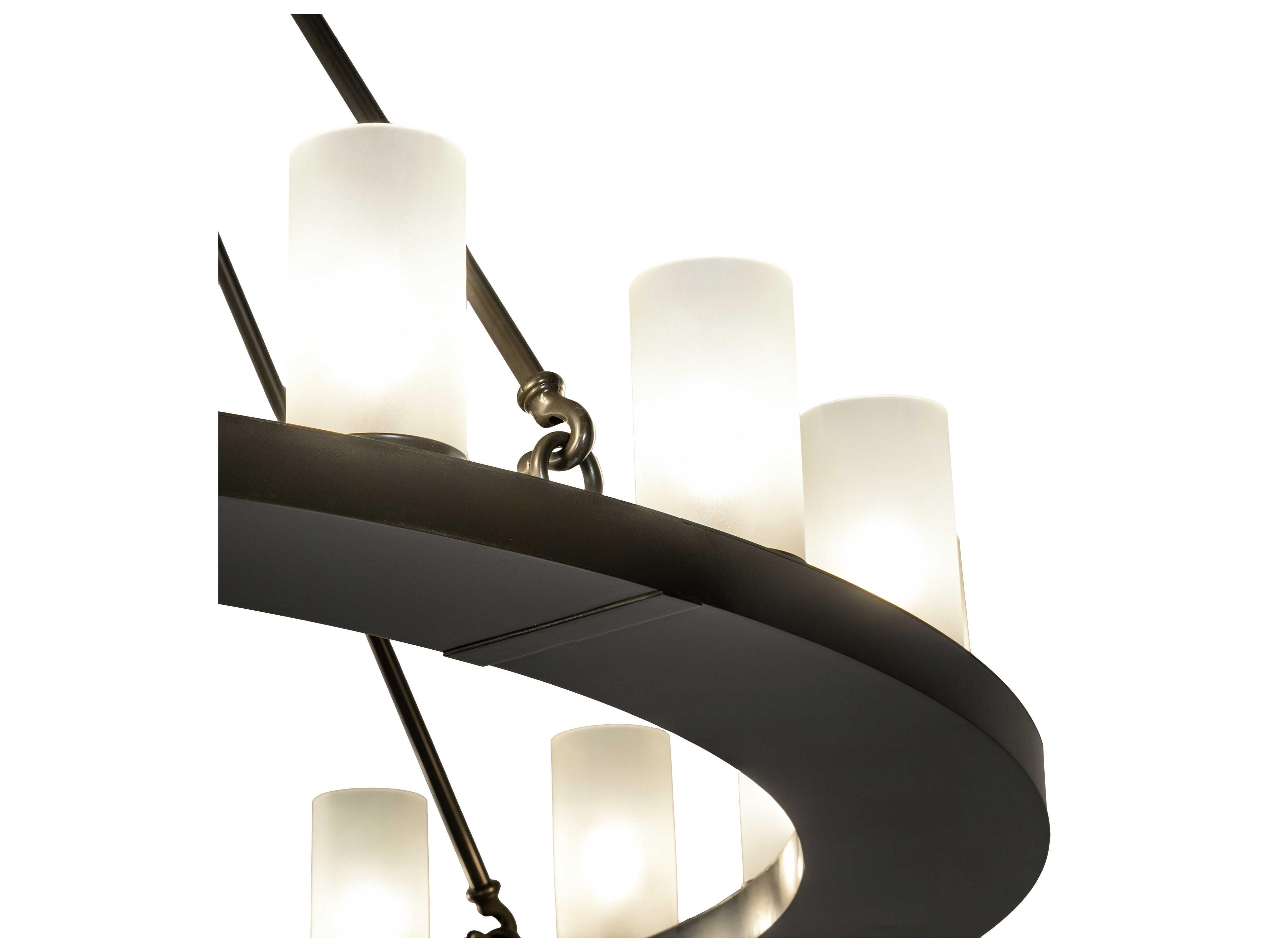 Meyda Loxley 20-Light Timeless Bronze Glass LED Cylinder Round Chandelier