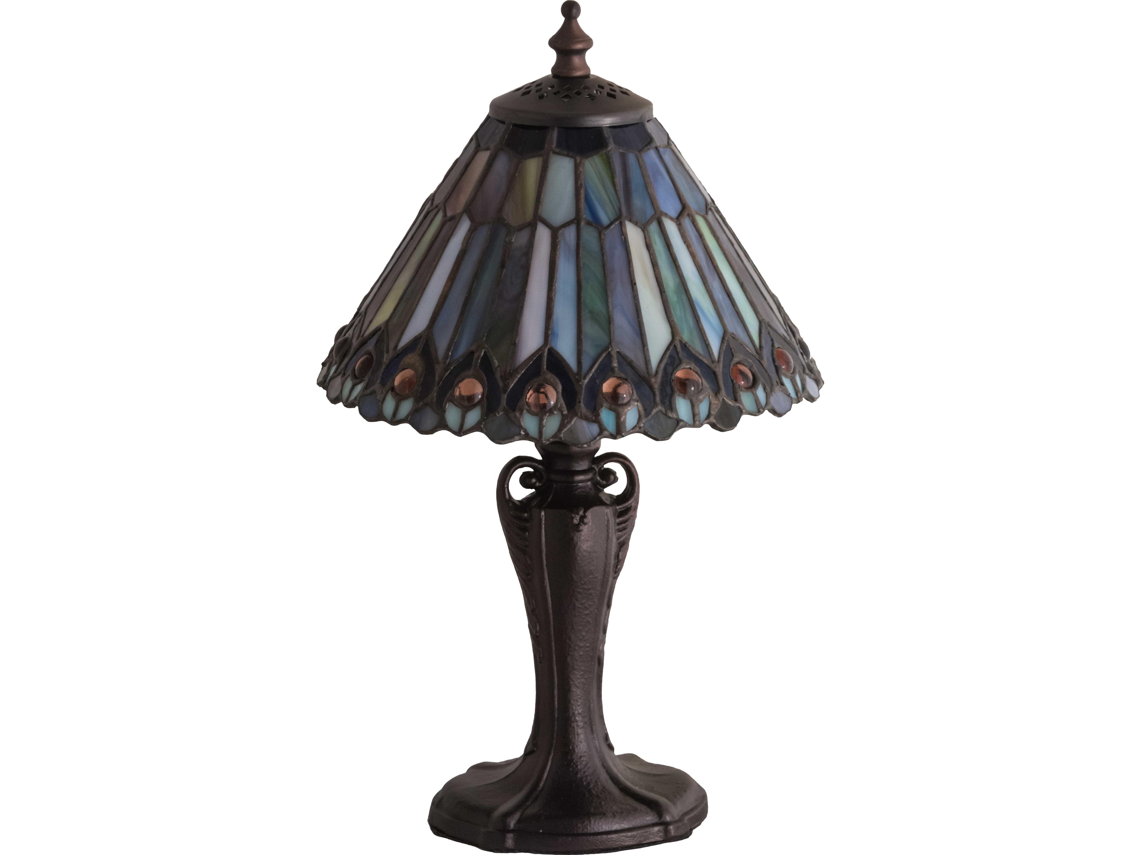 Meyda Tiffany Jeweled Peacock Bronze Traditional Table Lamp