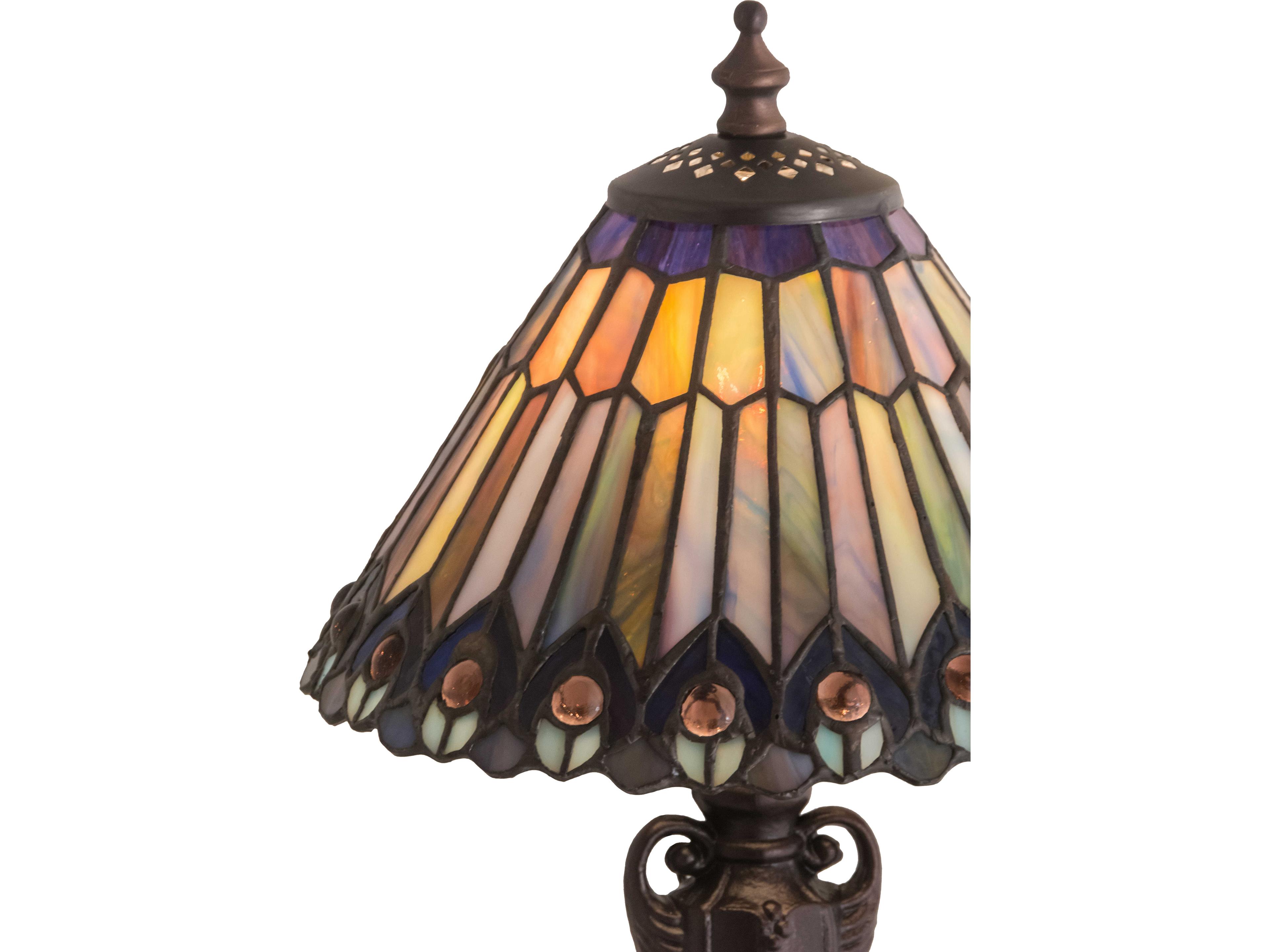 Meyda Tiffany Jeweled Peacock Bronze Traditional Table Lamp