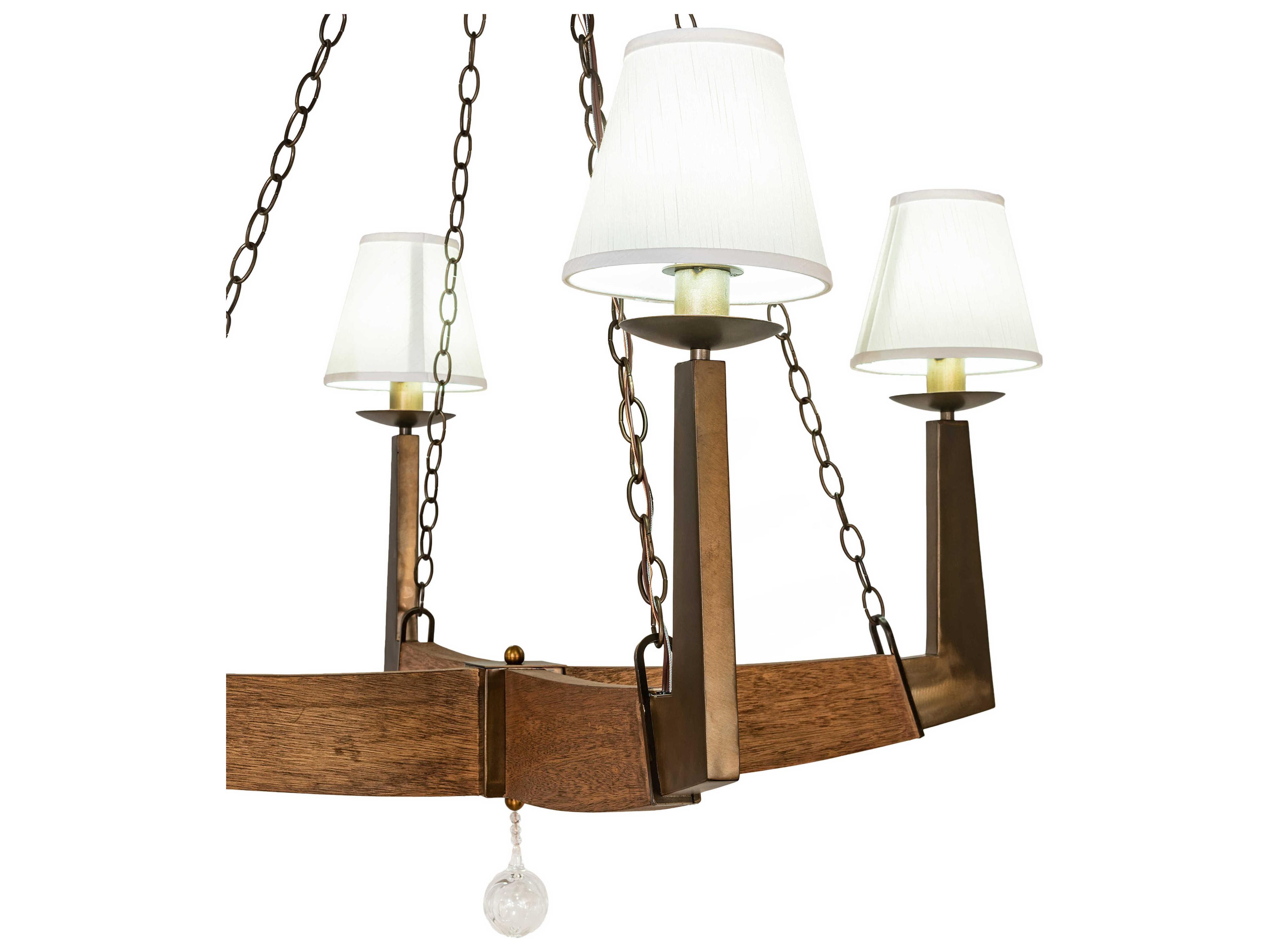 Meyda Arendal 4-Light Antique Copper Natural Wood Crystal Brown LED Chandelier