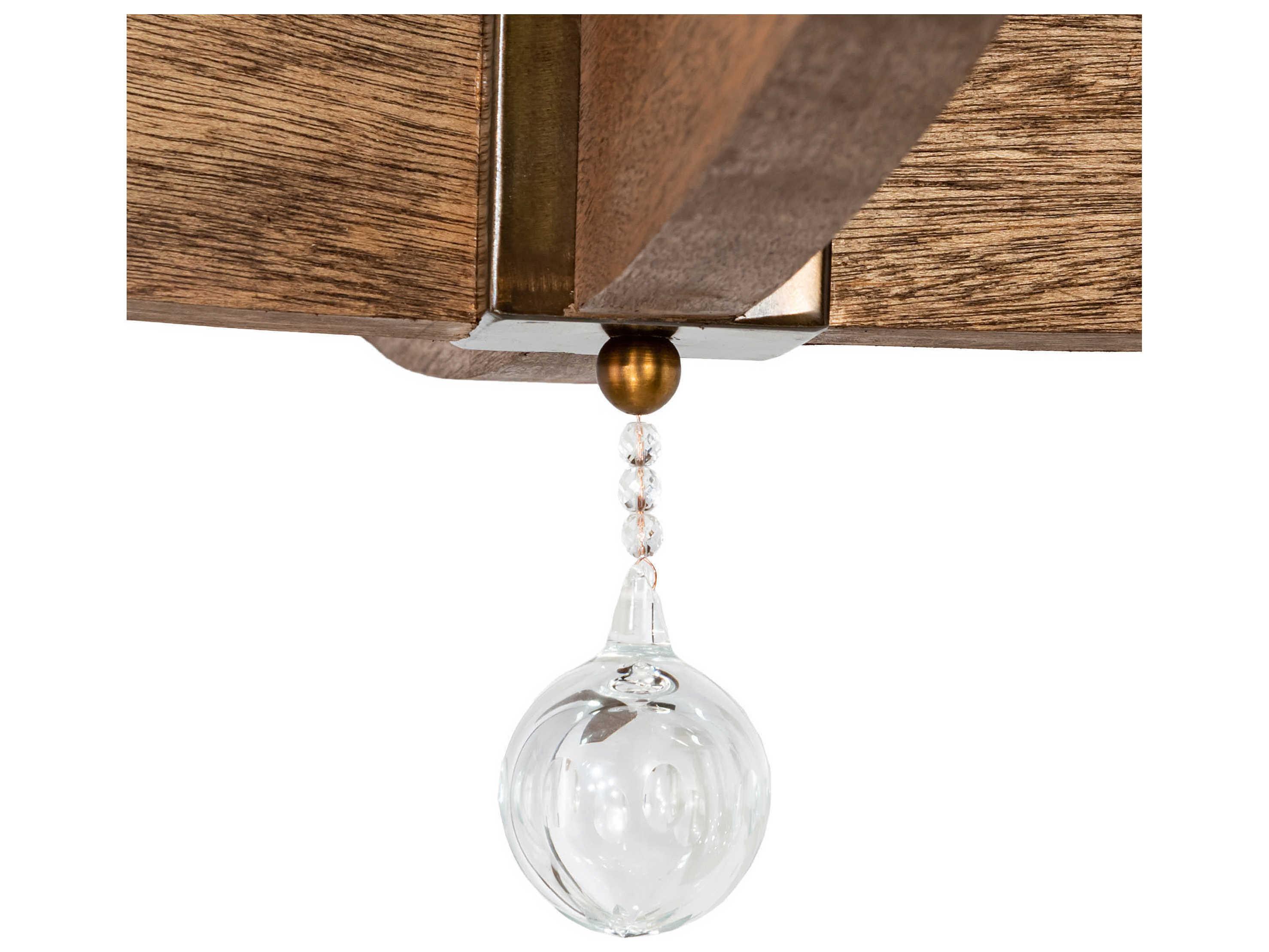 Meyda Arendal 4-Light Antique Copper Natural Wood Crystal Brown LED Chandelier