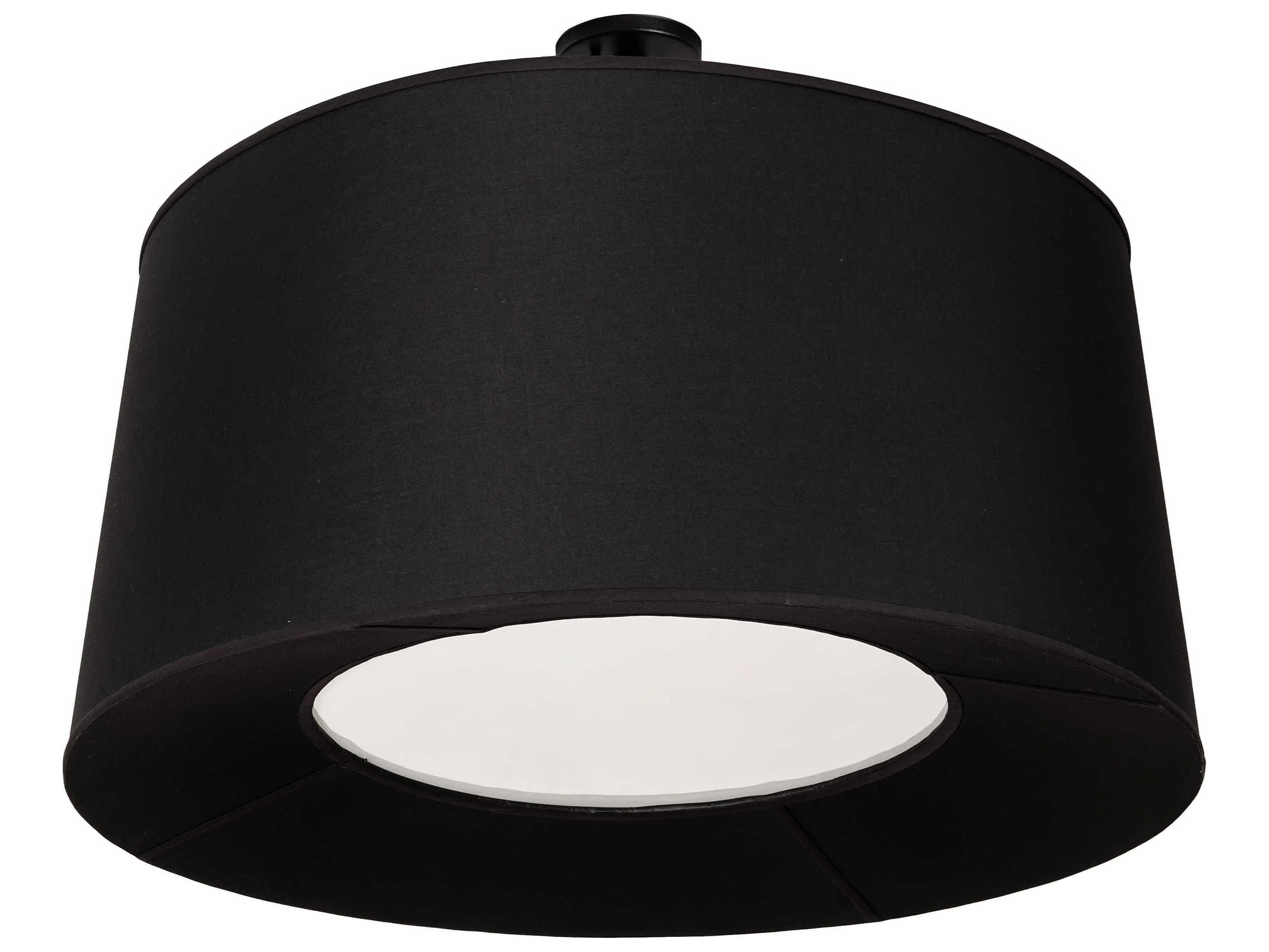 Meyda Cilindro 3-Light Black White LED Drum Semi Flush Mount